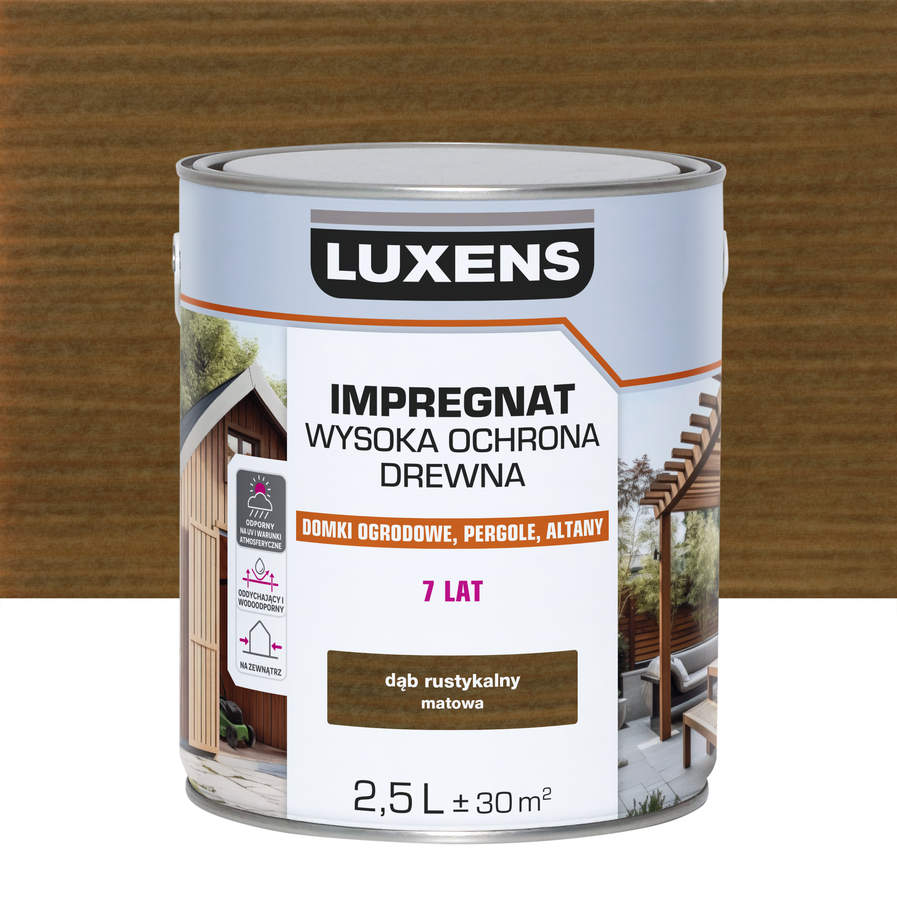 Impregnat do drewna Wysoka ochrona Dąb rustykalny mat 2.5 l Luxens