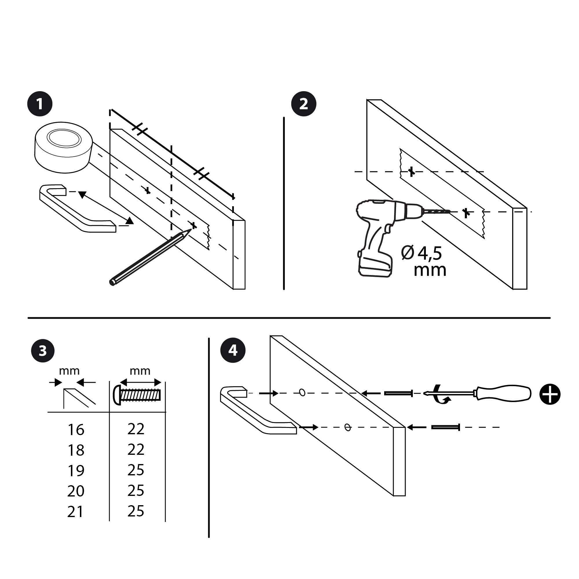 Lot de 2 poignées de meuble INSPIRE Axel, noir, Aluminium, entraxe 128 mm - 7