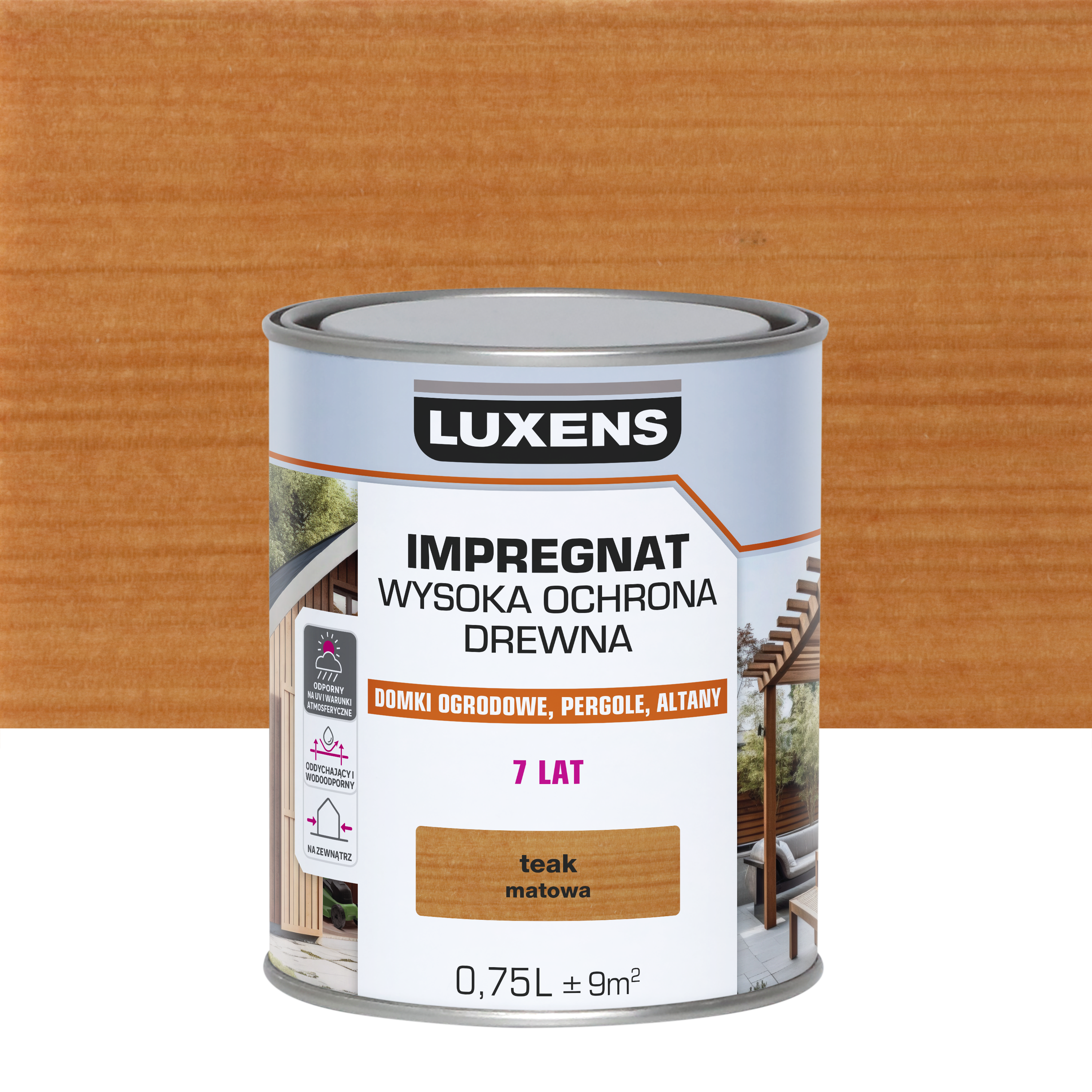 Impregnat do drewna Wysoka ochrona Teak mat 0.75 l Luxens