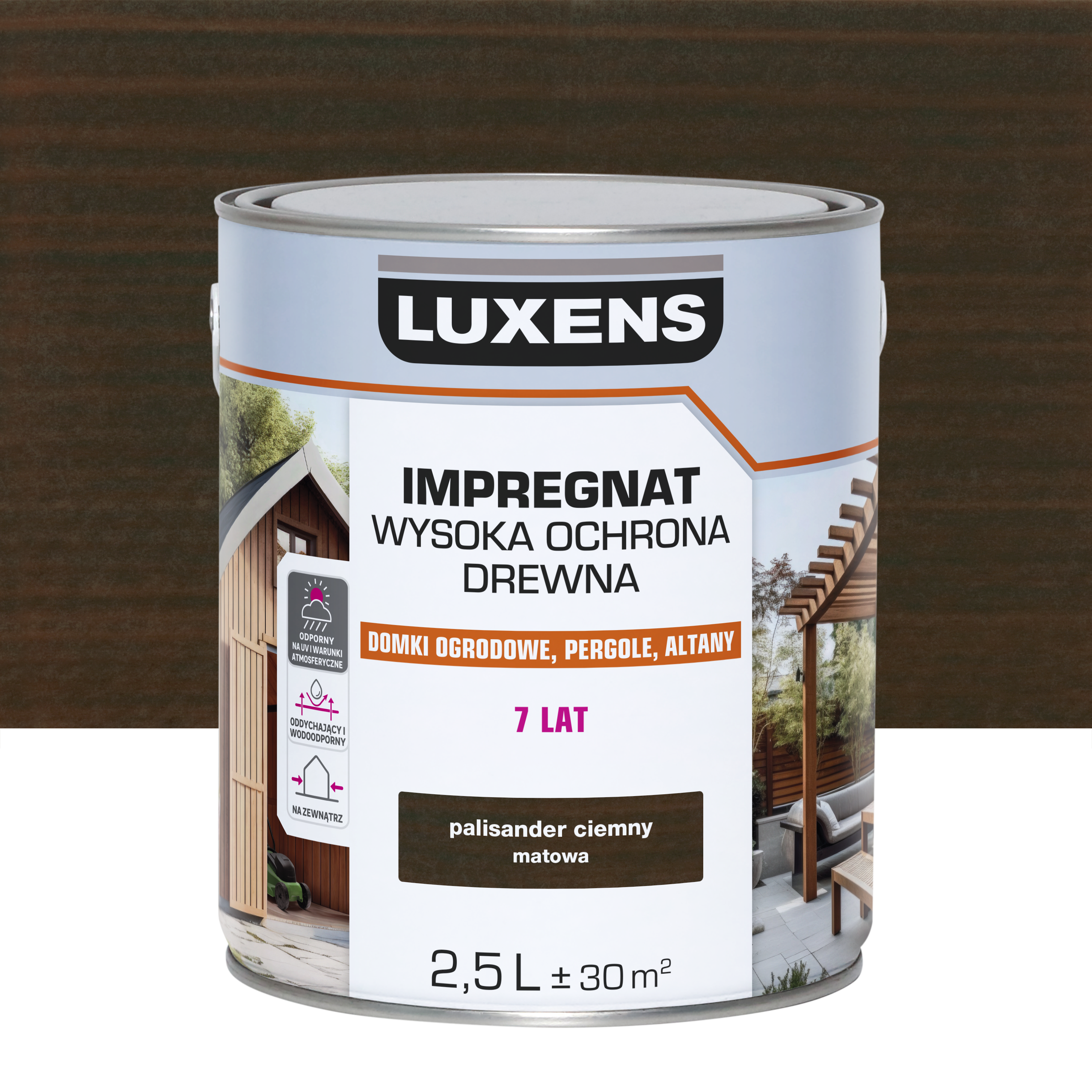 Impregnat do drewna Wysoka ochrona 2.5 l Palisander ciemny Luxens