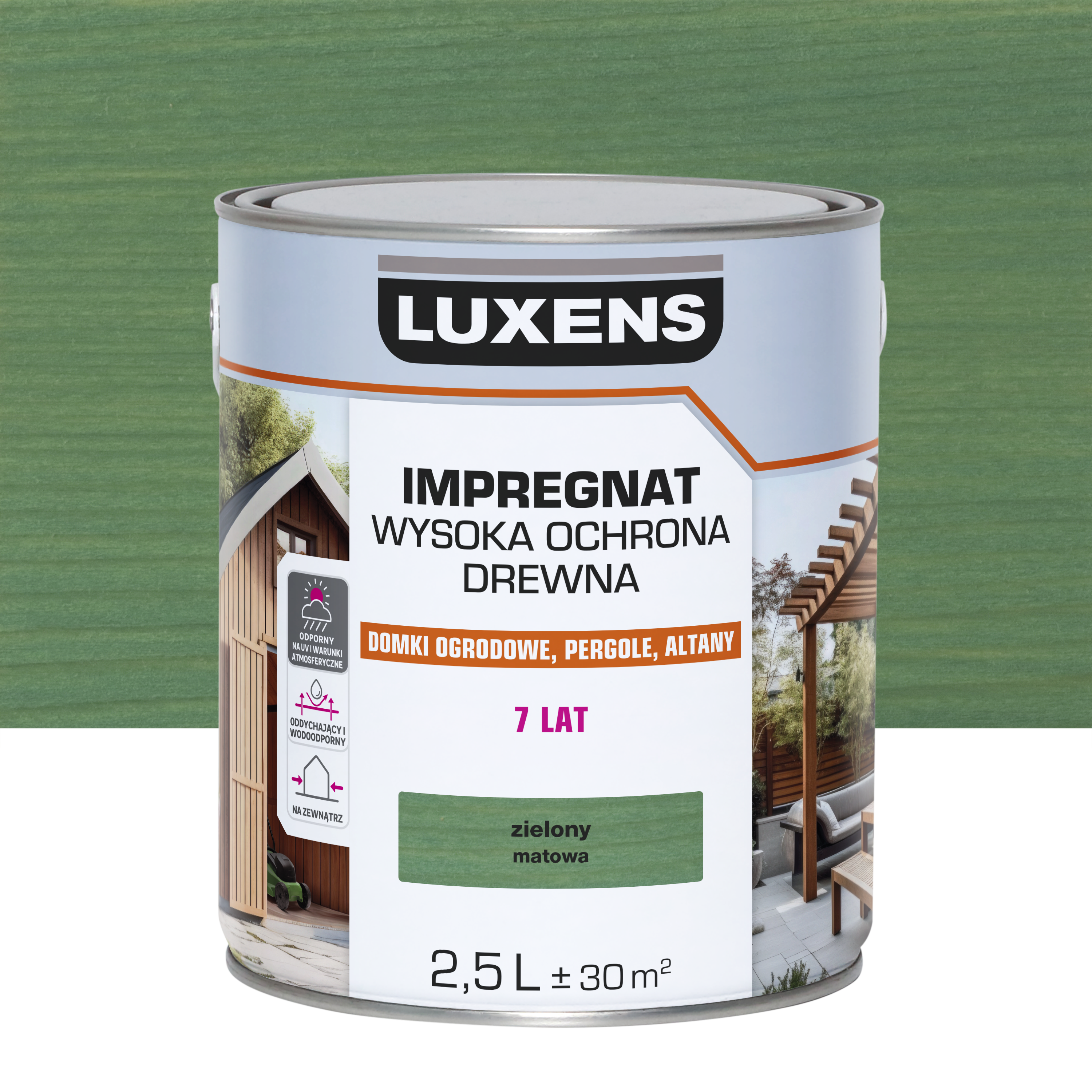 Impregnat do drewna Wysoka ochrona Zielony mat 2.5 l Luxens
