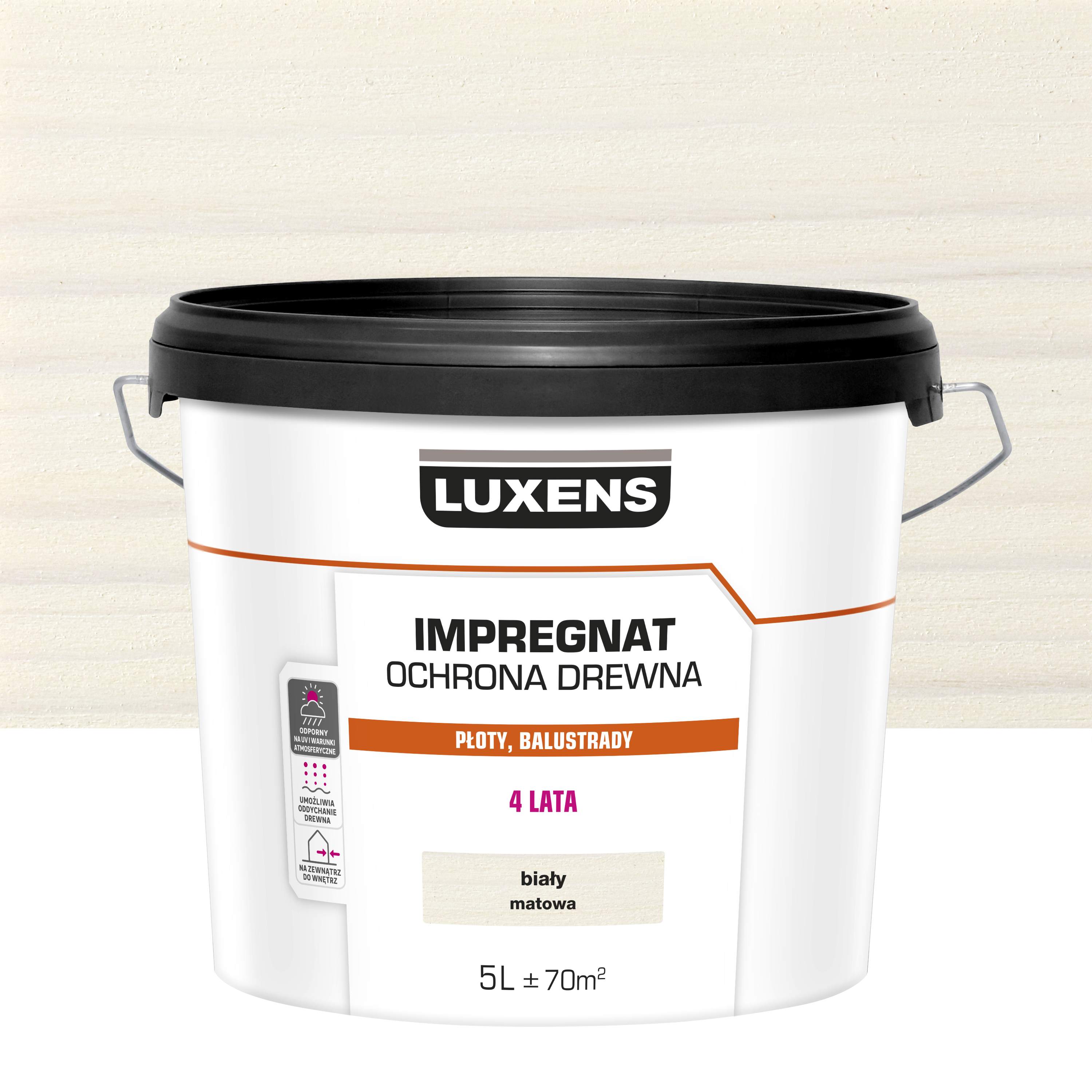 Impregnat do drewna dekoracyjny Biały mat 5 l Luxens
