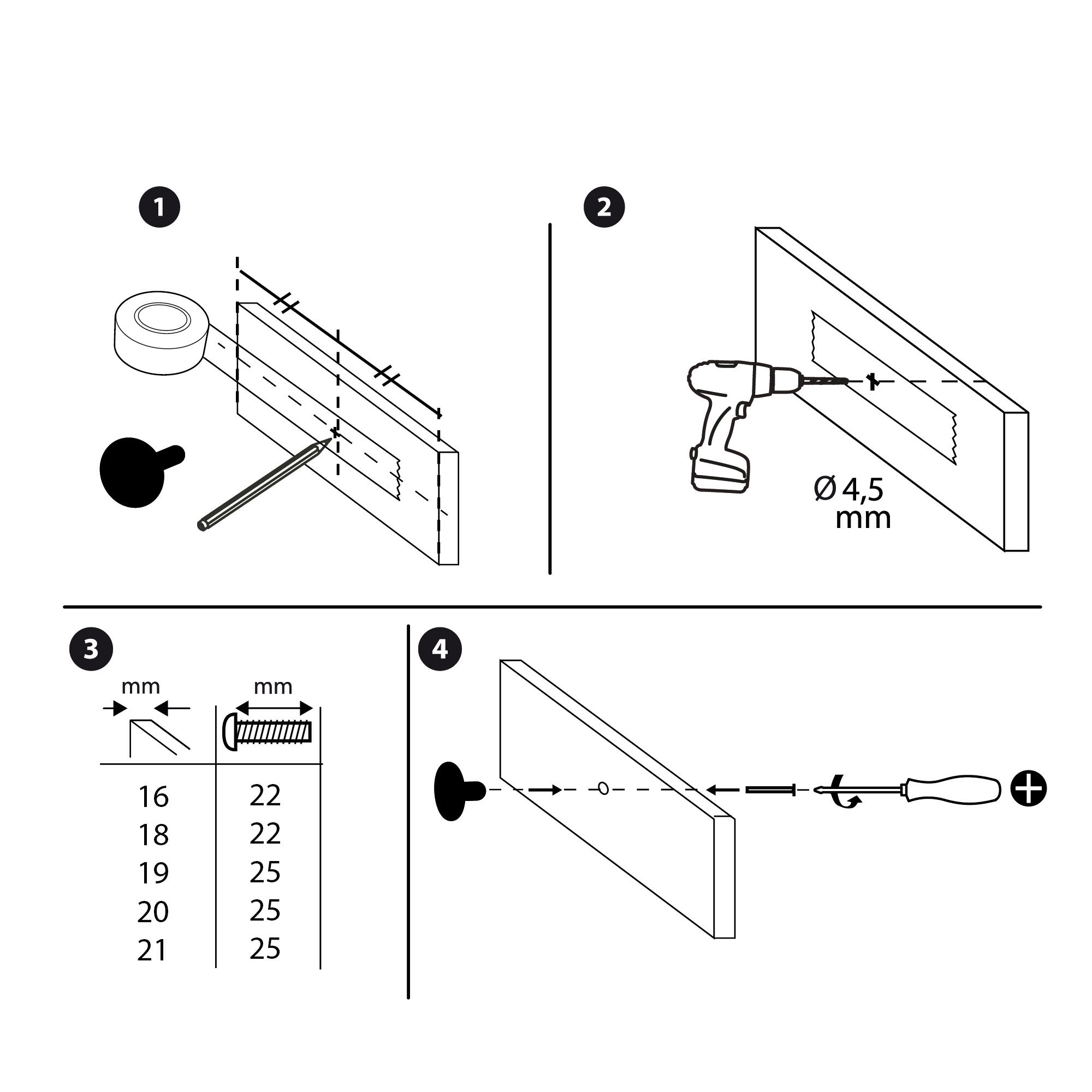 2 boutons de meuble ronds Jamy, aluminium laiton brossé, Diam.35 mm - 6