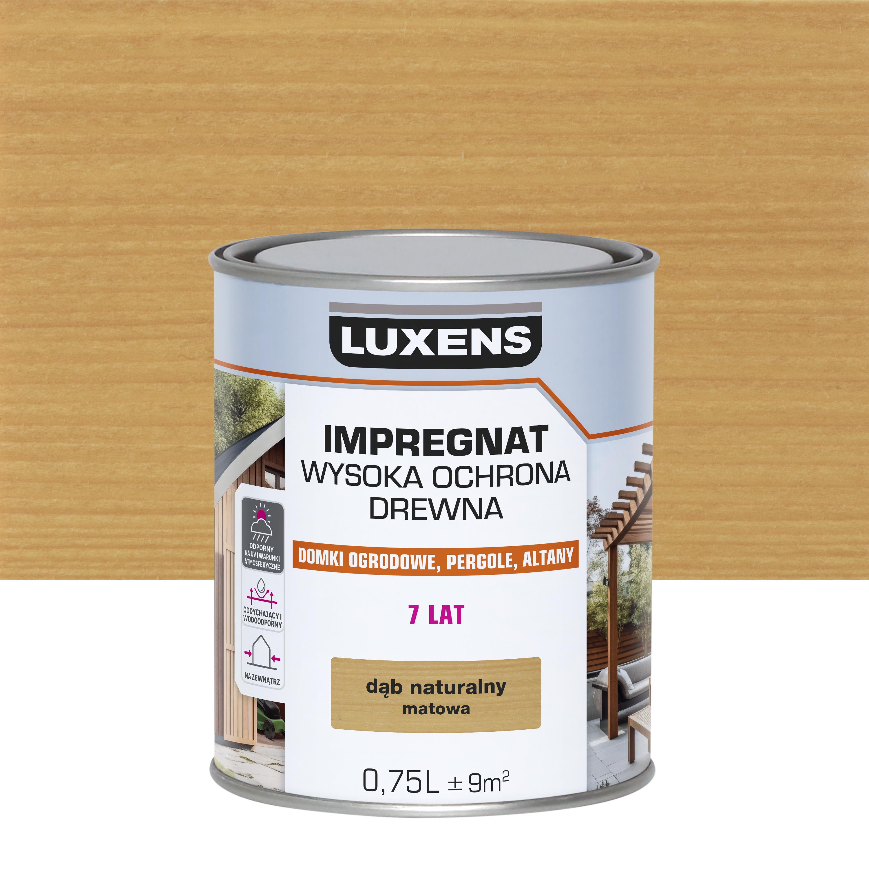 Impregnat do drewna Wysoka ochrona Dąb naturalny mat 0.75 l Luxens