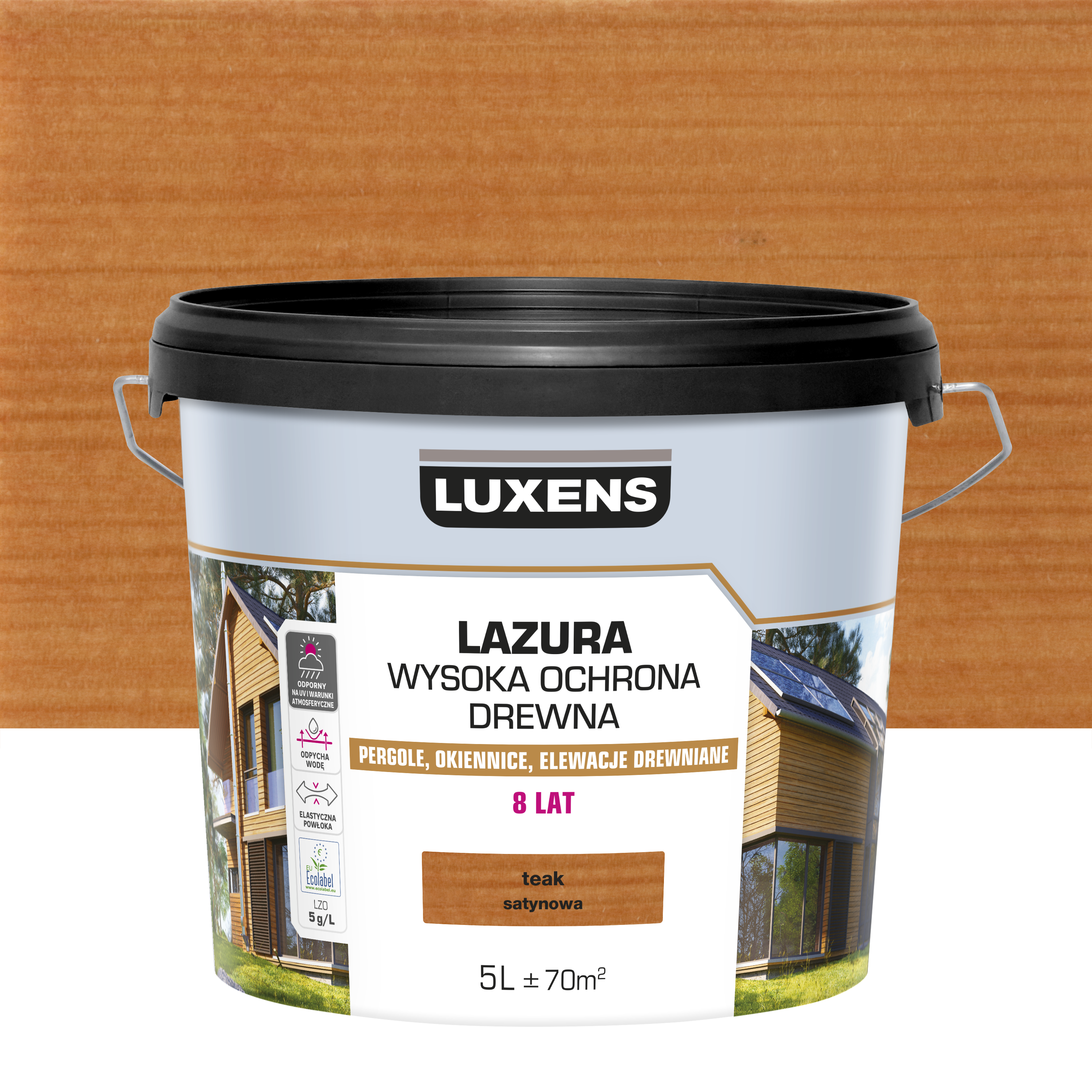 Lazura Wysoka ochrona Teak satynowy 5 l Luxens