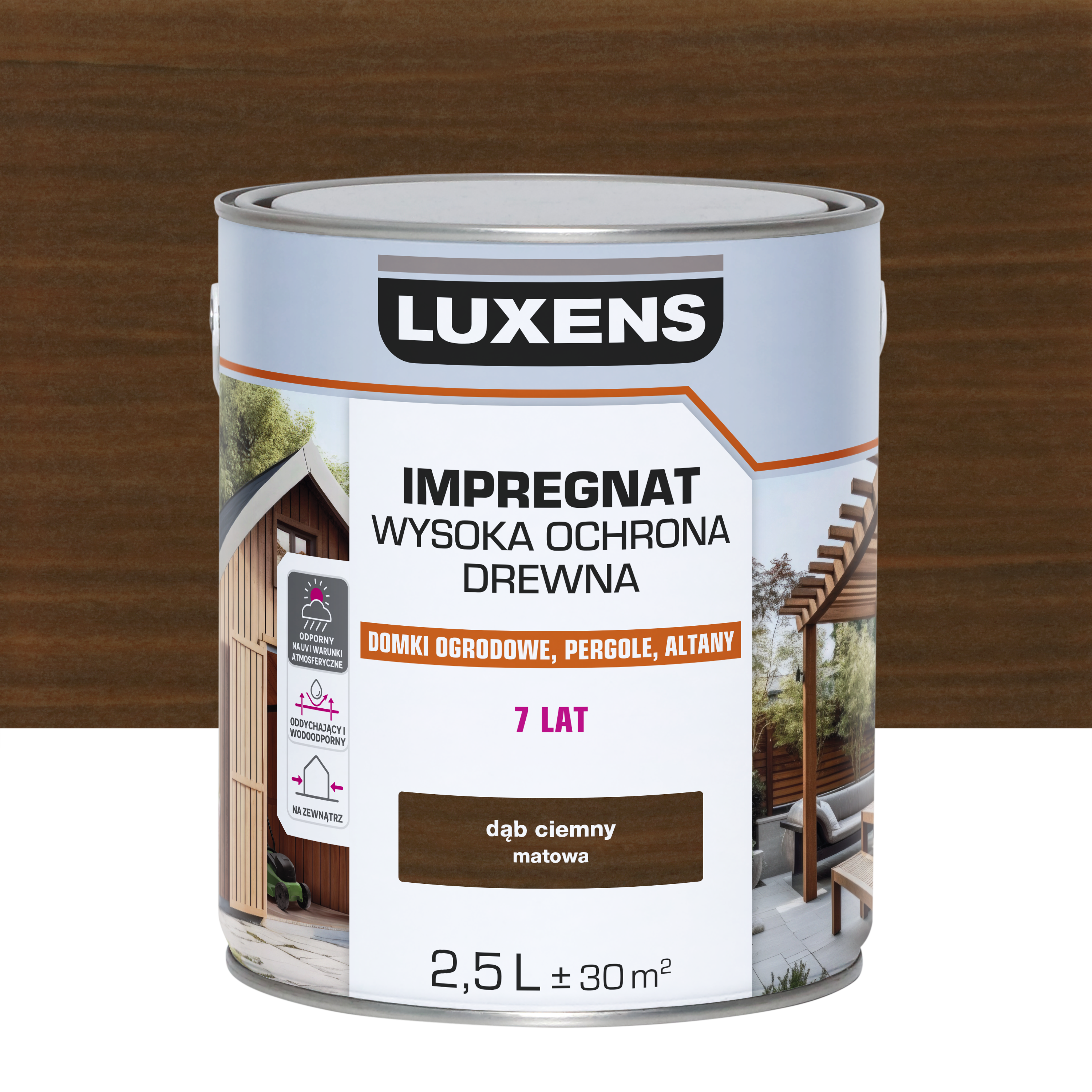 Impregnat do drewna Wysoka ochrona Dąb ciemny mat 2.5 l  Luxens