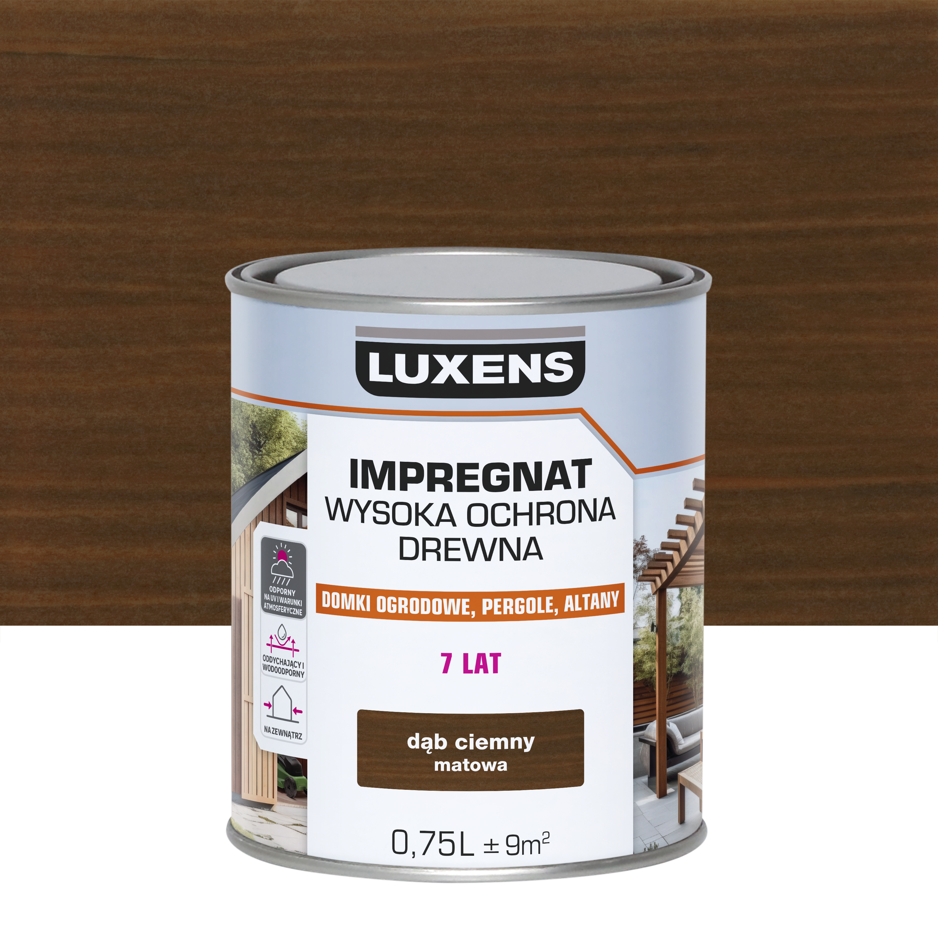 Impregnat do drewna Wysoka ochrona Dąb ciemny mat 0.75 l  Luxens