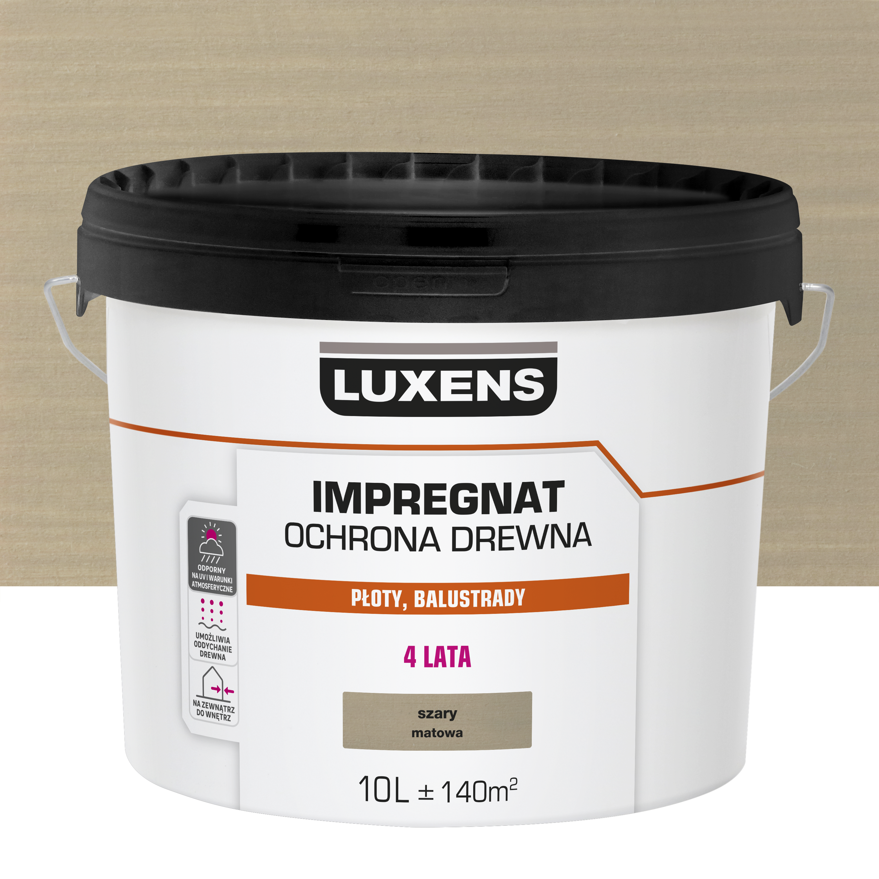 Impregnat do drewna dekoracyjny Szary mat 10 l Luxens