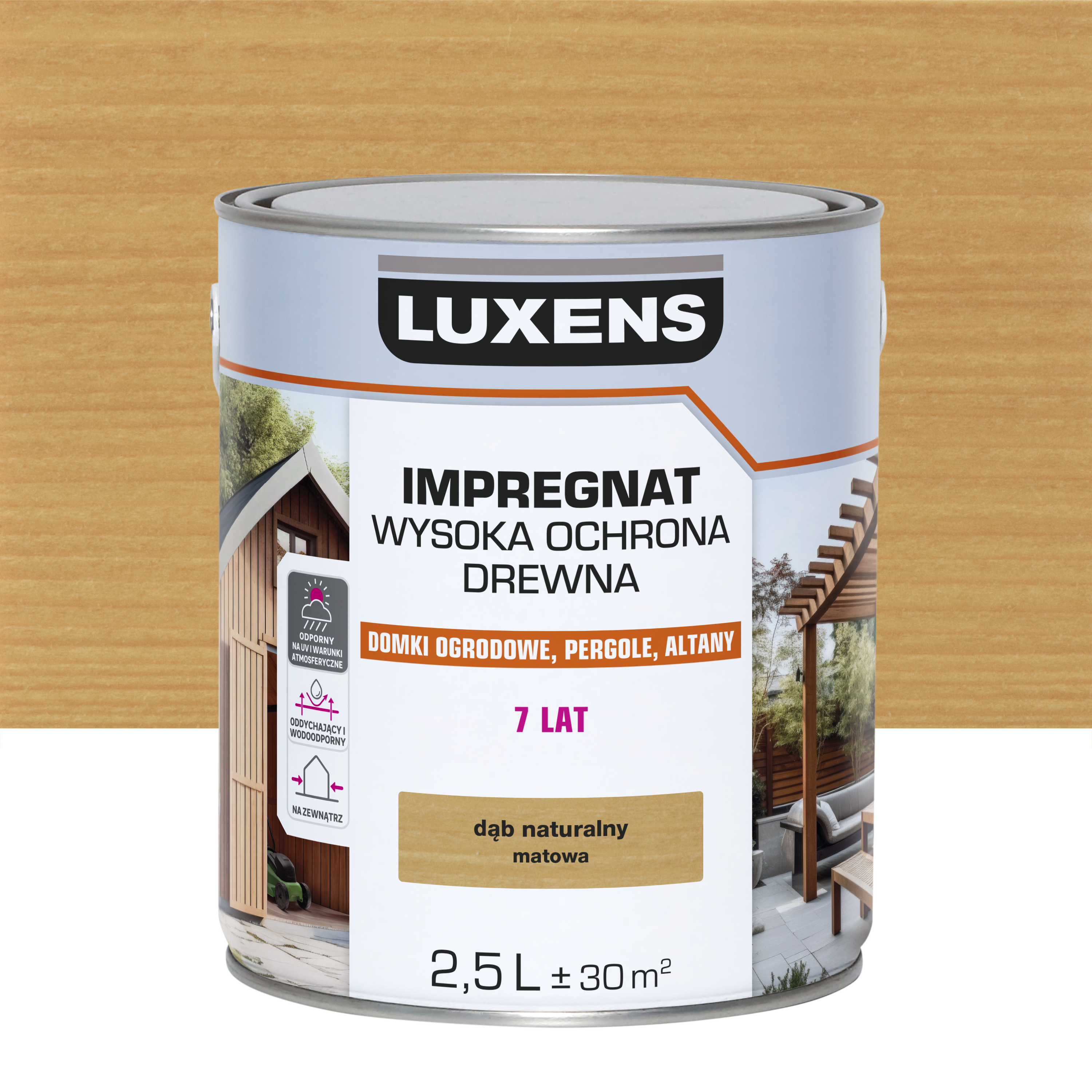 Impregnat do drewna Wysoka ochrona Dąb naturalny mat 2.5 l Luxens