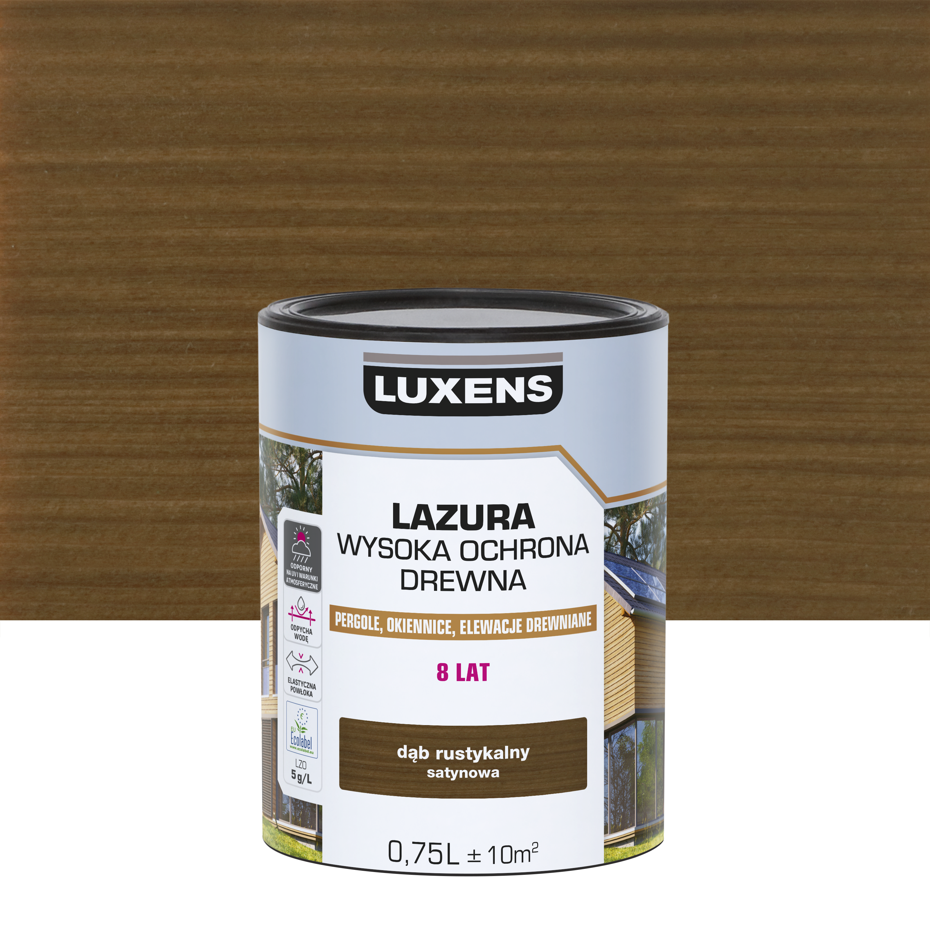 Lazura Wysoka ochrona Dąb rustykalny satynowa 0.75 l Luxens
