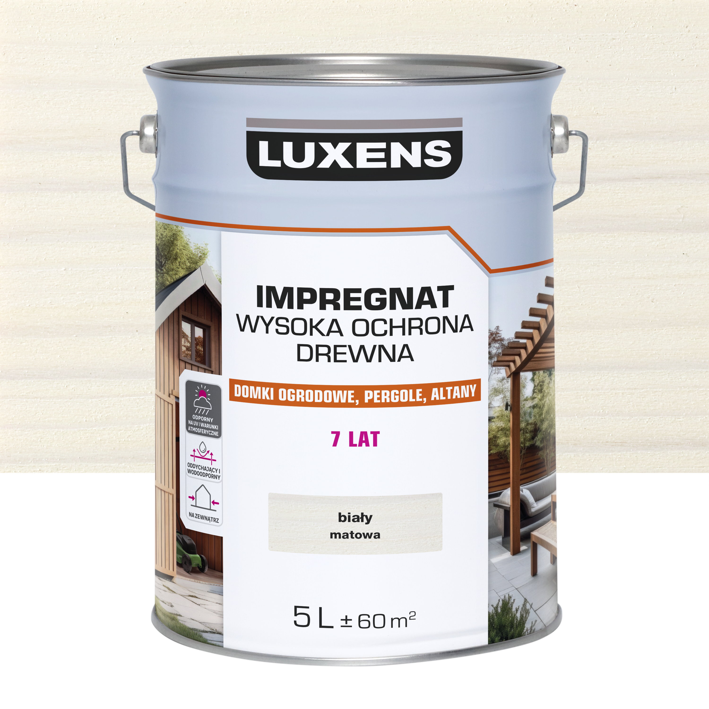 Impregnat do drewna Wysoka ochrona Biały mat 5 l Luxens