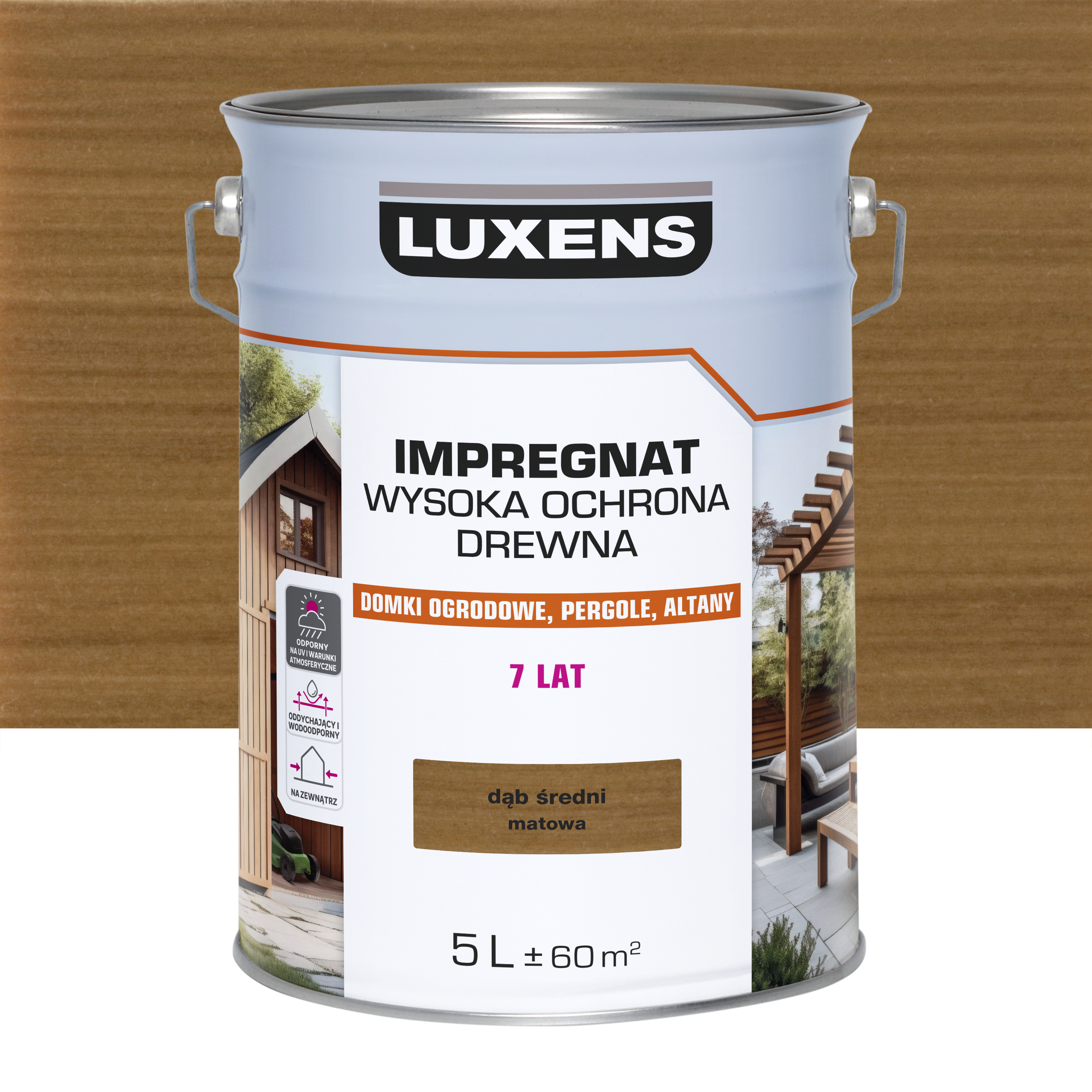 Impregnat do drewna Wysoka ochrona Dąb średni mat 5 l Luxens