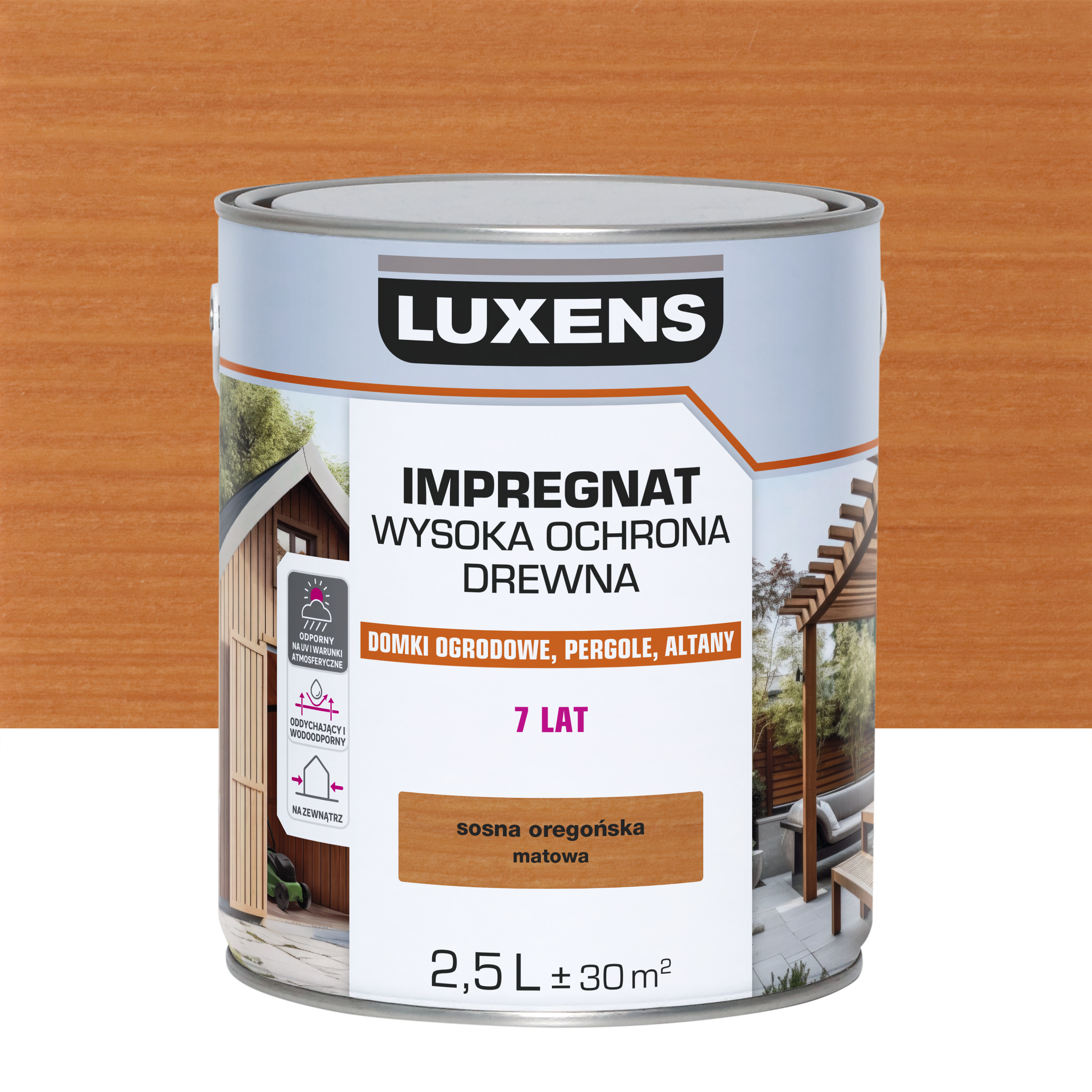 Impregnat do drewna Wysoka ochrona Sosna Oregon mat 2.5 l Luxens