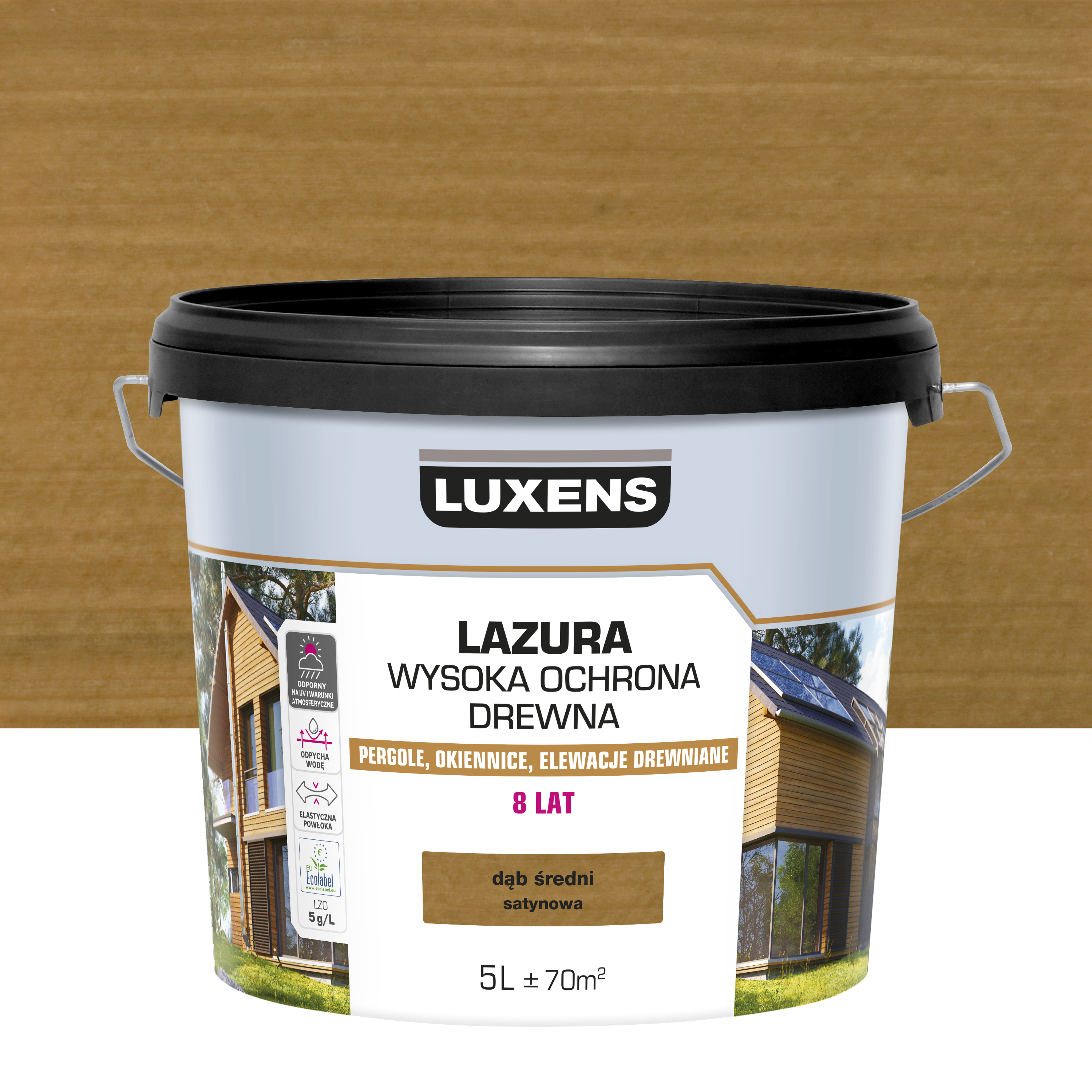 Lazura Wysoka ochrona Dąb średni satynowy 5 l Luxens