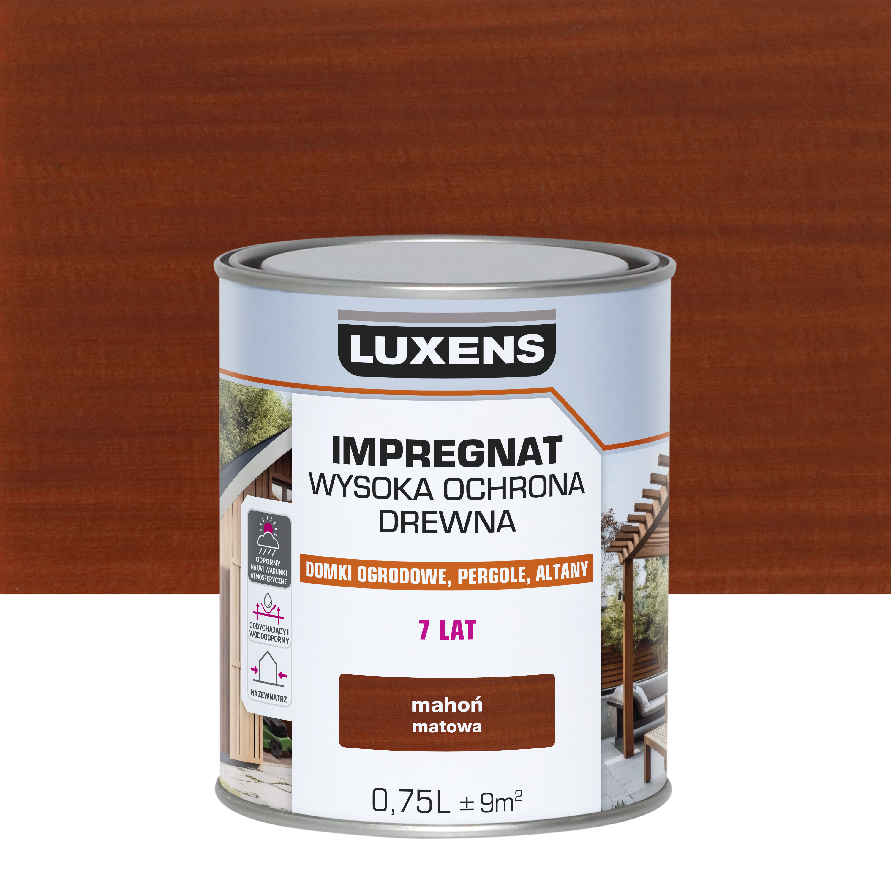 Impregnat do drewna Wysoka ochrona Mahoń mat 0.75 l Luxens