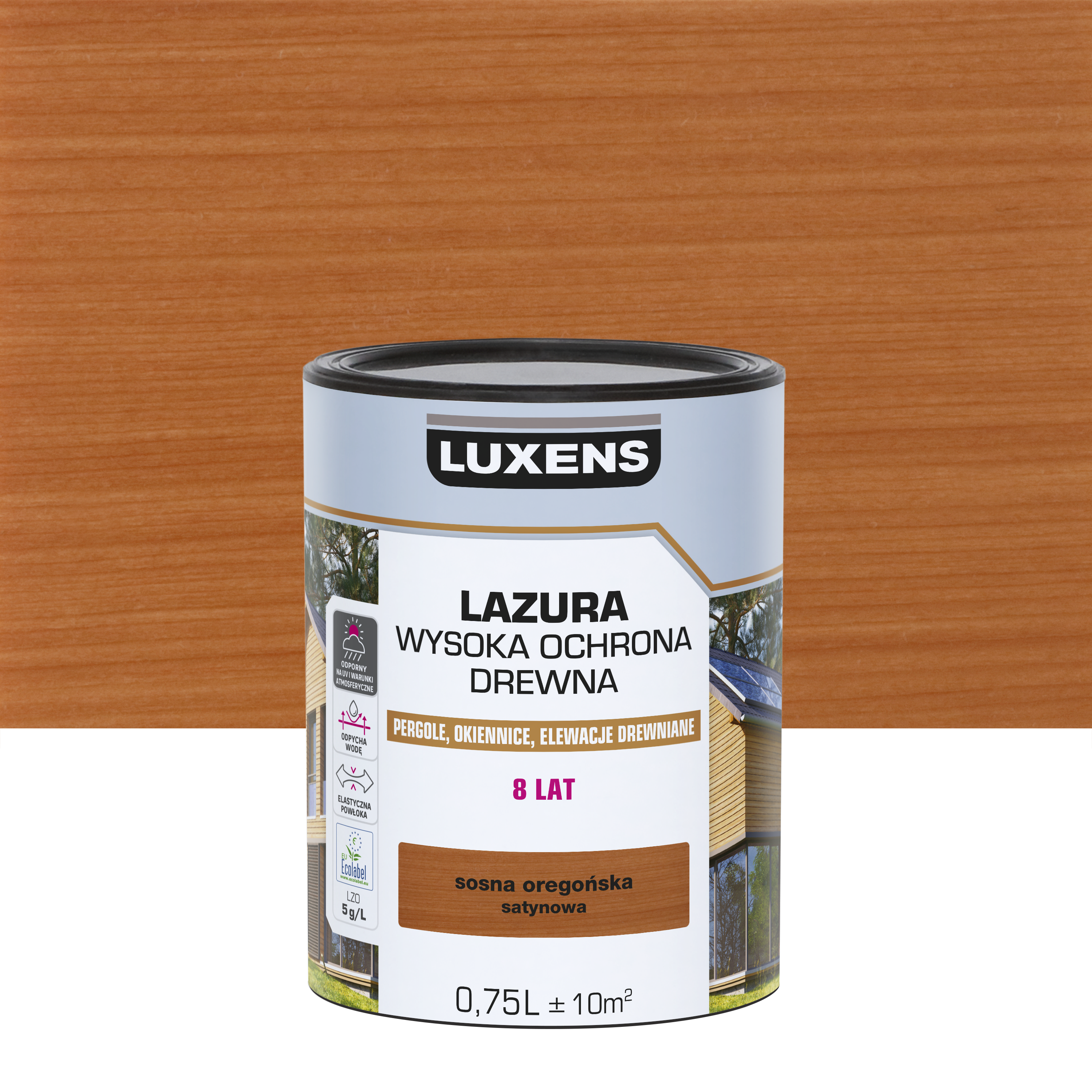Lazura Wysoka ochrona Sosna Oregońska satynowa 0.75 l Luxens