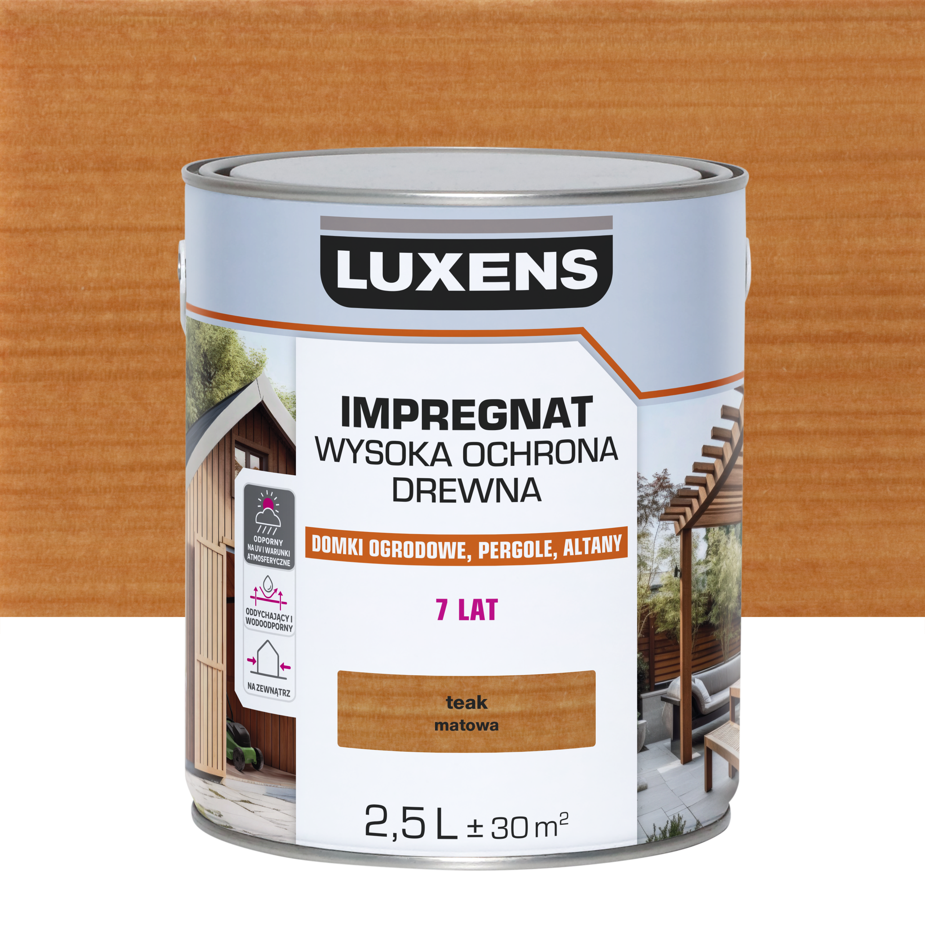 Impregnat do drewna Wysoka ochrona Teak mat 2.5 l Luxens