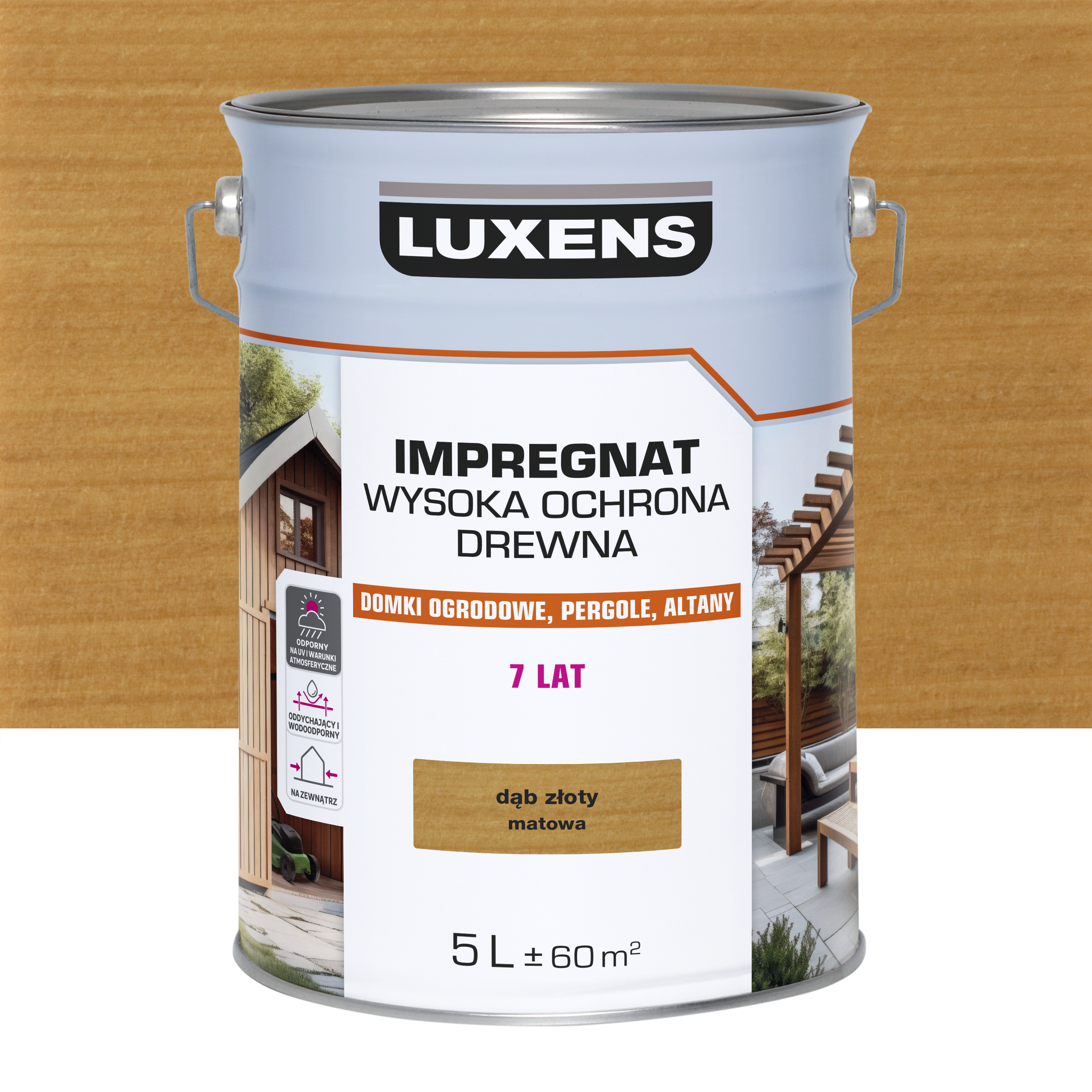 Impregnat do drewna Wysoka ochrona 5 l Dąb złoty Luxens