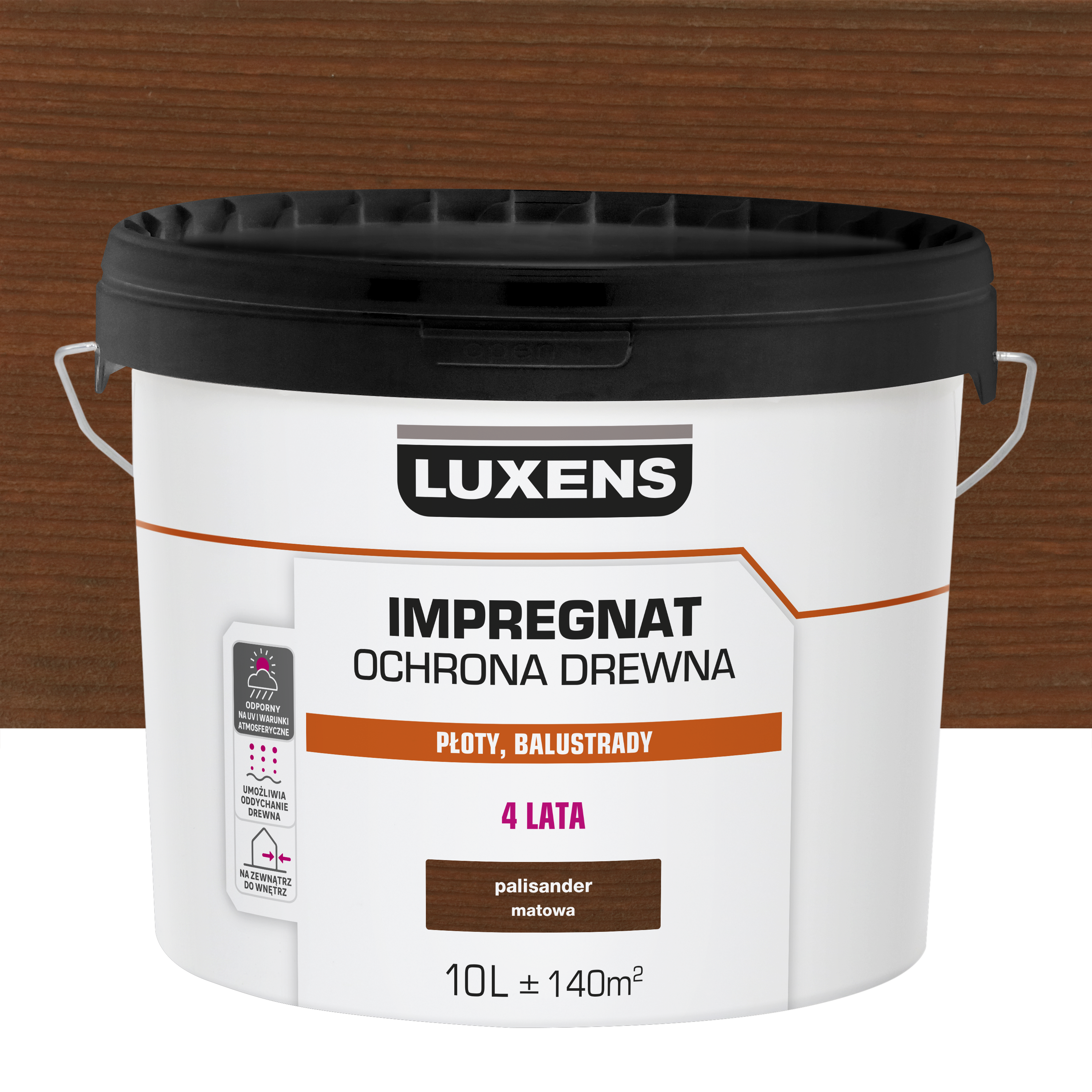 Impregnat do drewna dekoracyjny Palisander mat 10 l Luxens