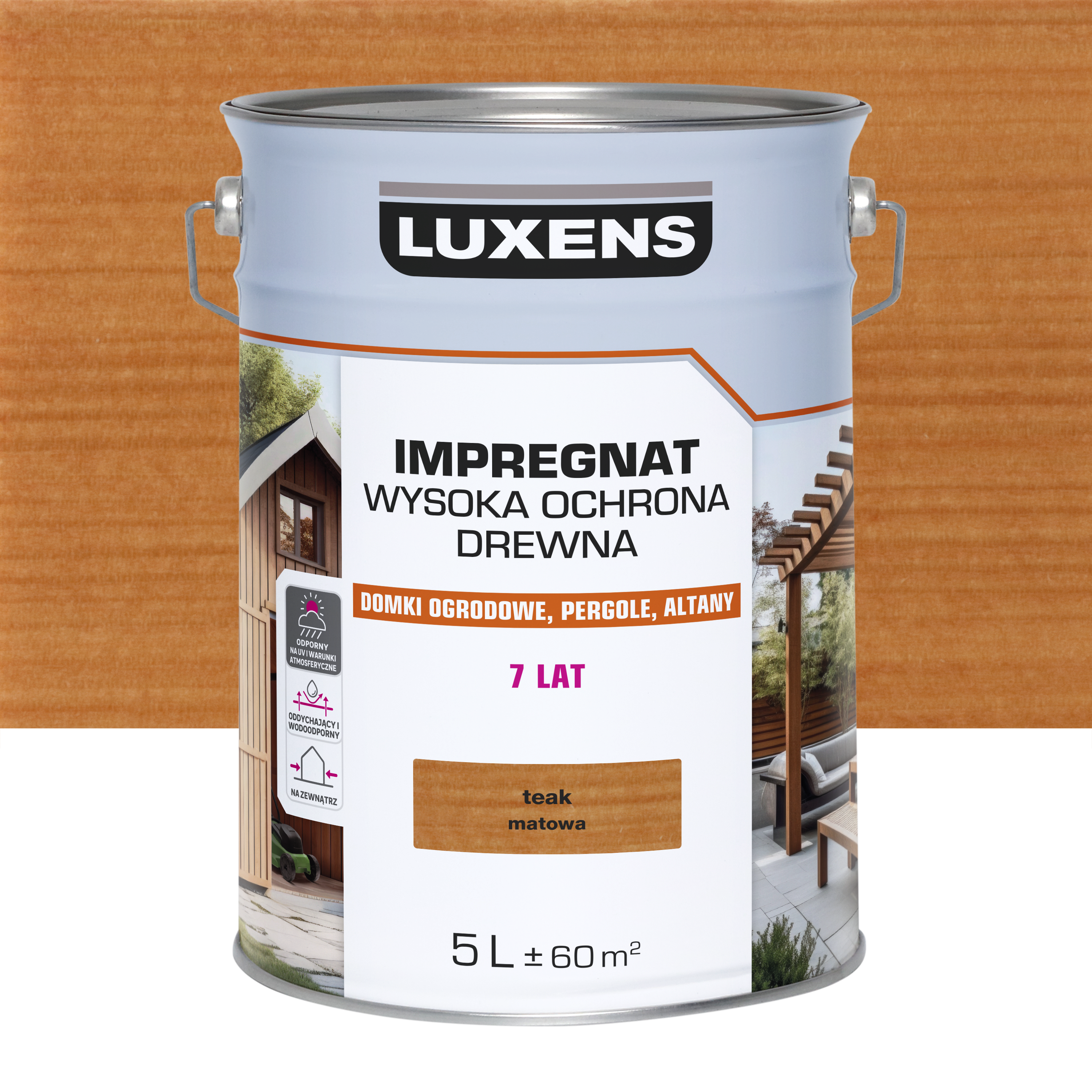Impregnat do drewna Wysoka ochrona Teak mat 5 l Luxens