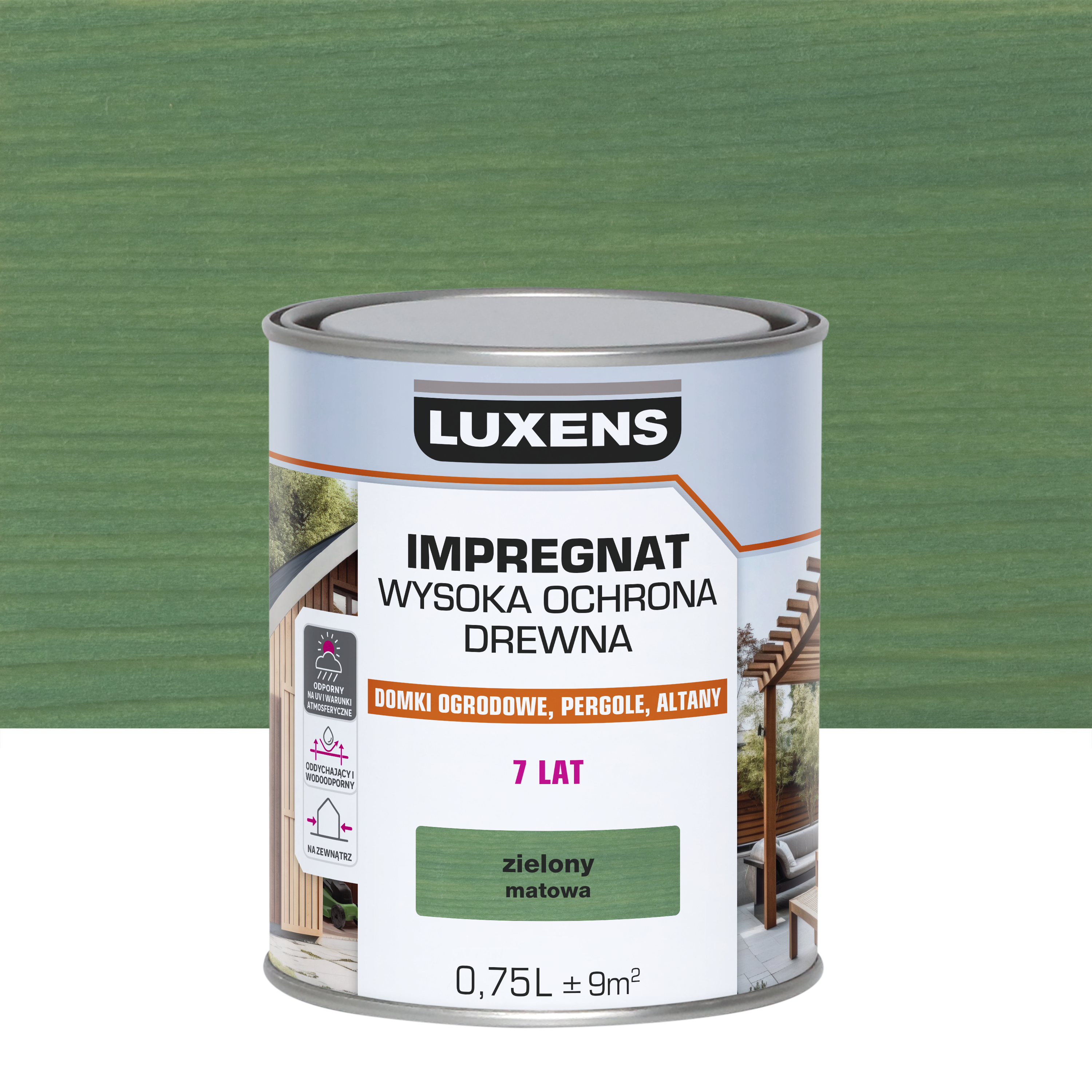Impregnat do drewna Wysoka ochrona Zielony mat 0.75 l Luxens