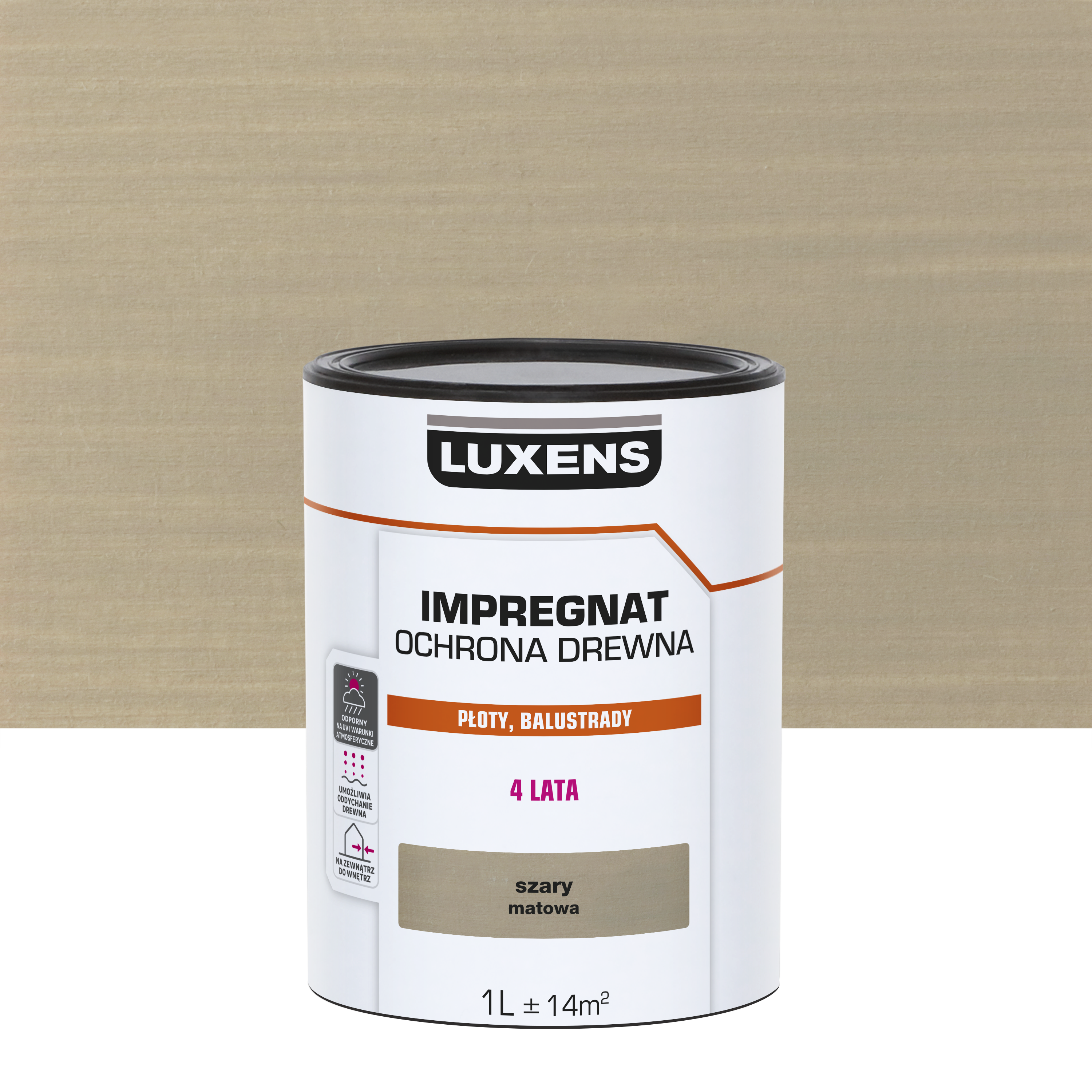 Impregnat do drewna dekoracyjny Szary mat 1 l Luxens