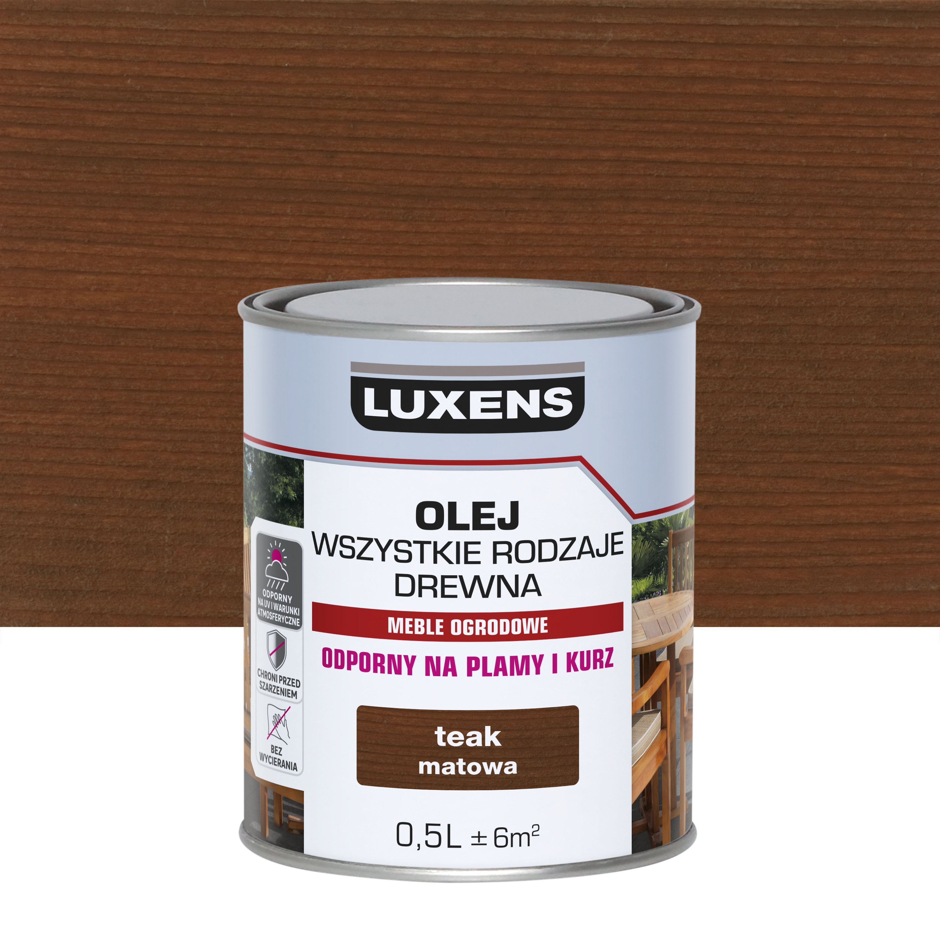 Olej do mebli ogrodowych Teak mat 0.5 l Luxens