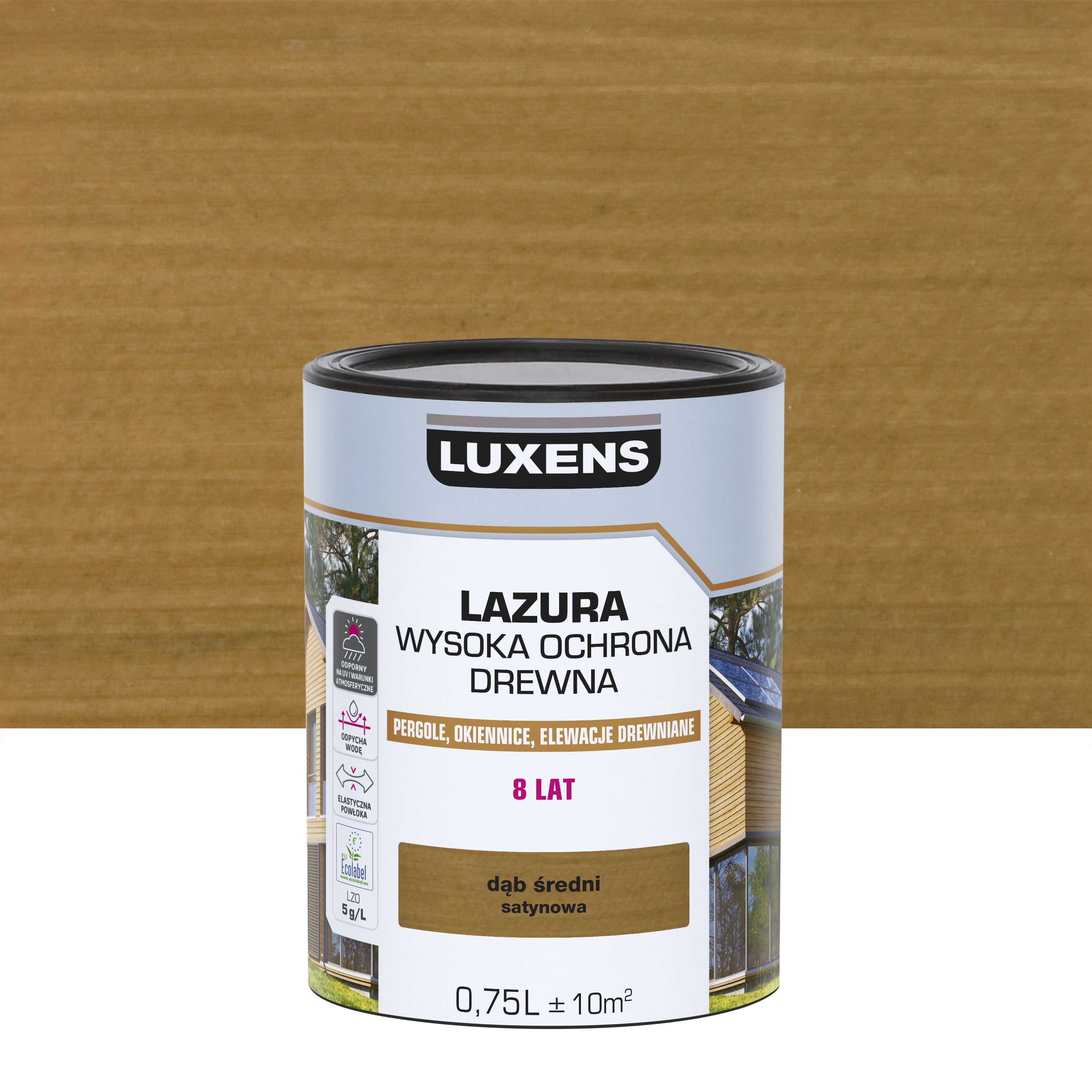 Lazura Wysoka ochrona Dąb średni satynowa 0.75 l Luxens