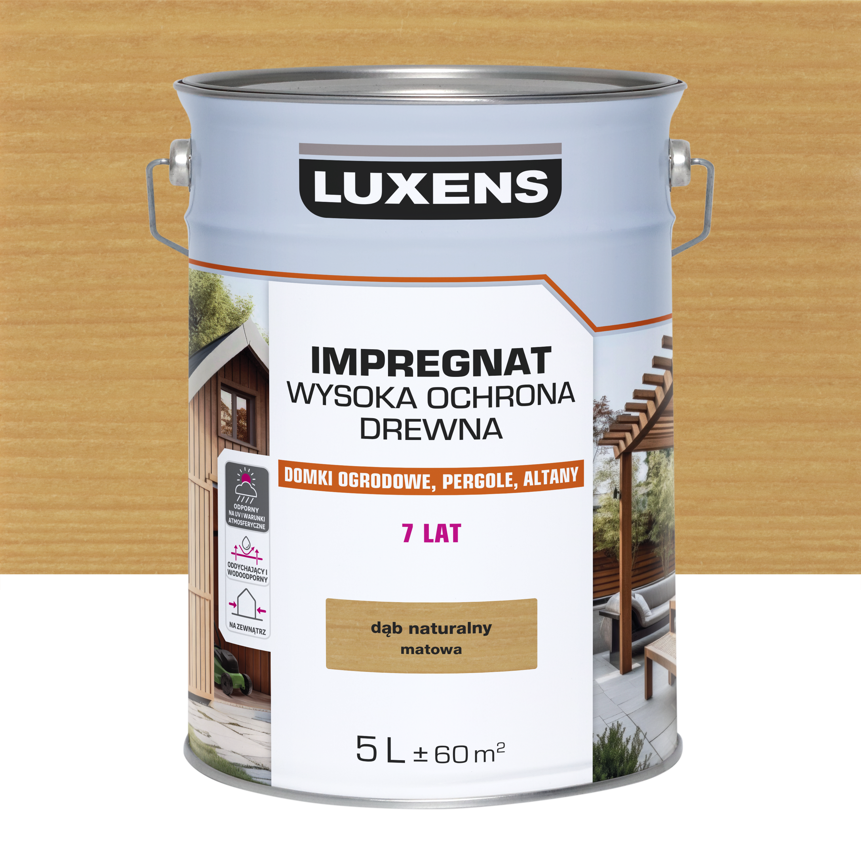 Impregnat do drewna Wysoka ochrona Dąb naturalny mat 5 l Luxens