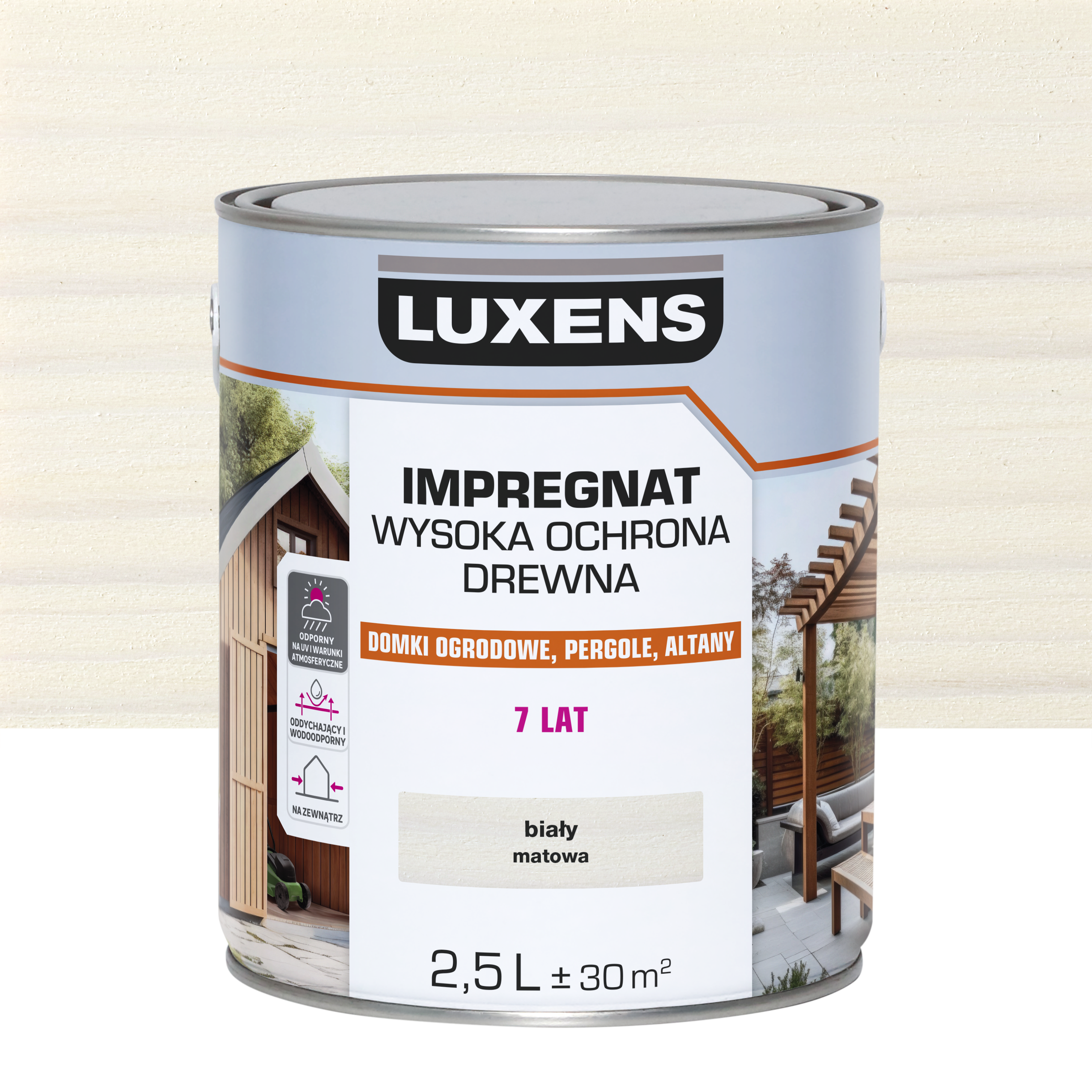 Impregnat do drewna Wysoka ochrona Biały mat 2.5 l Luxens