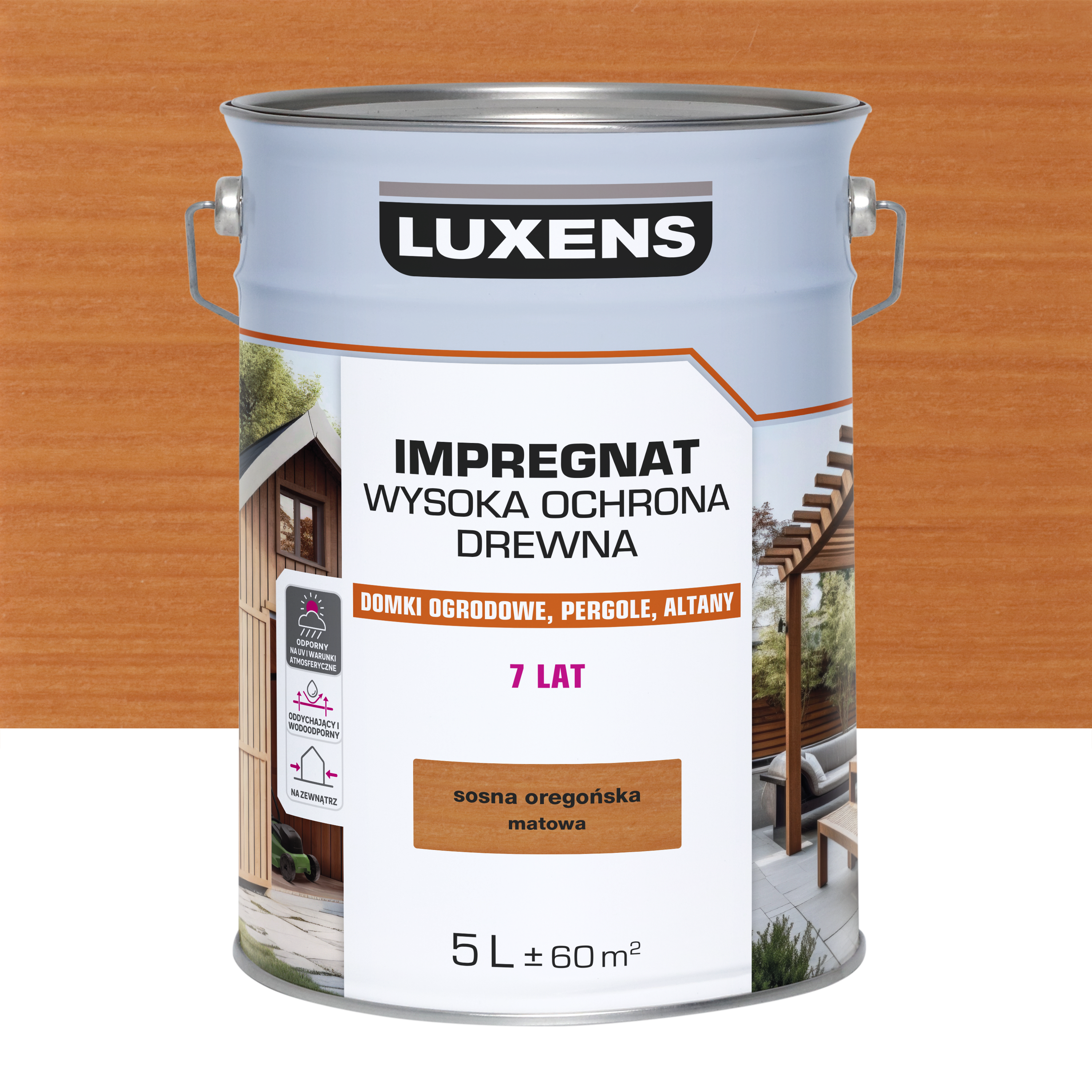 Impregnat do drewna Wysoka ochrona Sosna Oregon mat 5 l Luxens