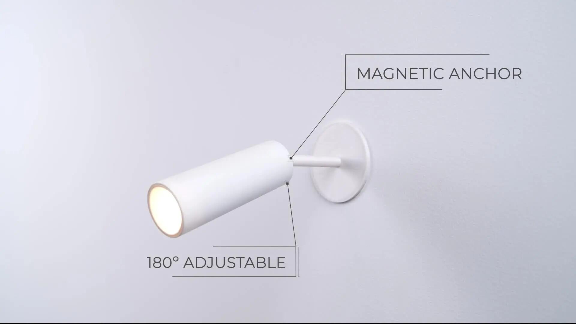 Aplique de pared LED recargable sin cables con interruptor Roll 4 NEW GARDEN blanco carga con batería luz cálida 3000K intensidad regulable IP20 300 lm - 8