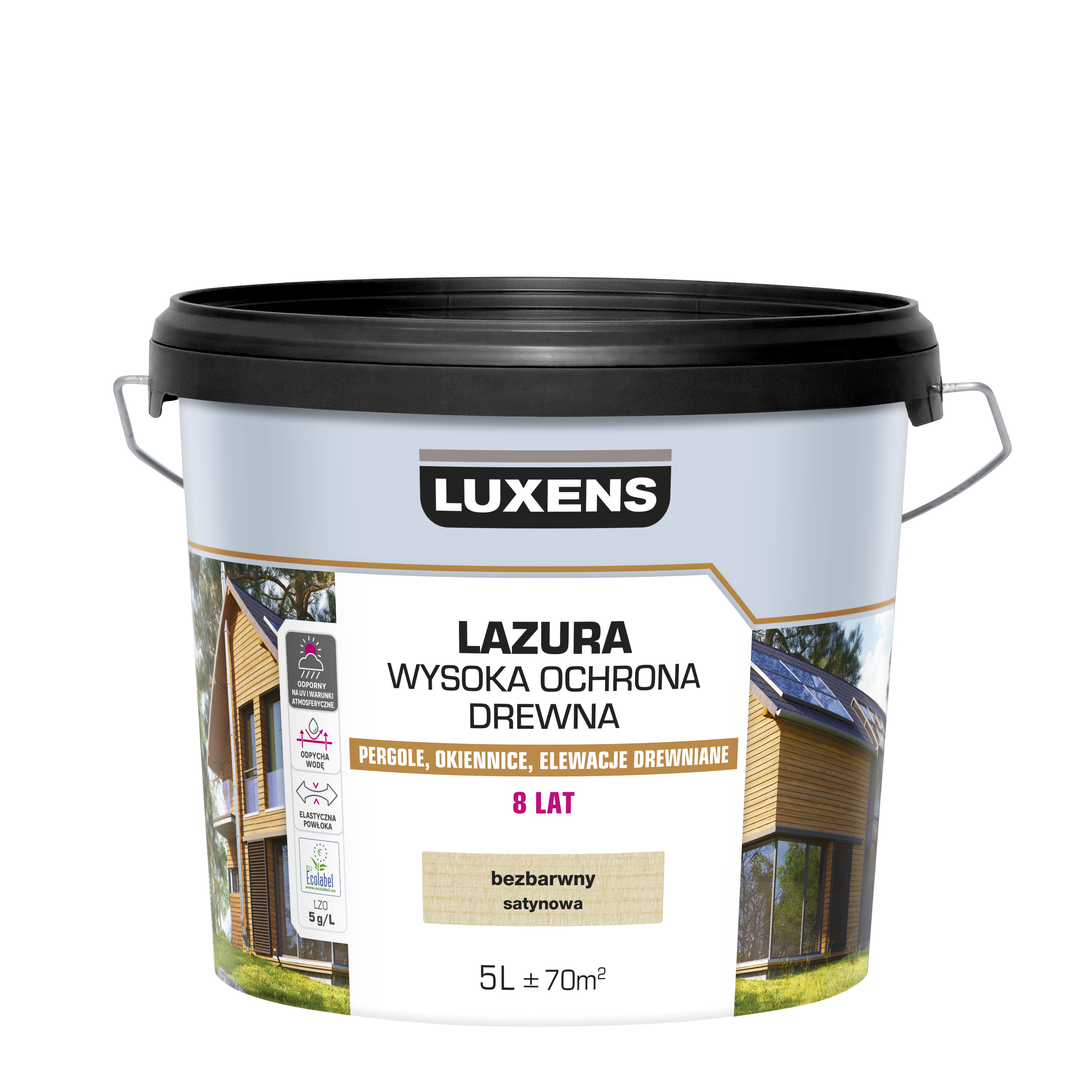 Lazura Wysoka ochrona Bezbarwny satynowy 5 l Luxens