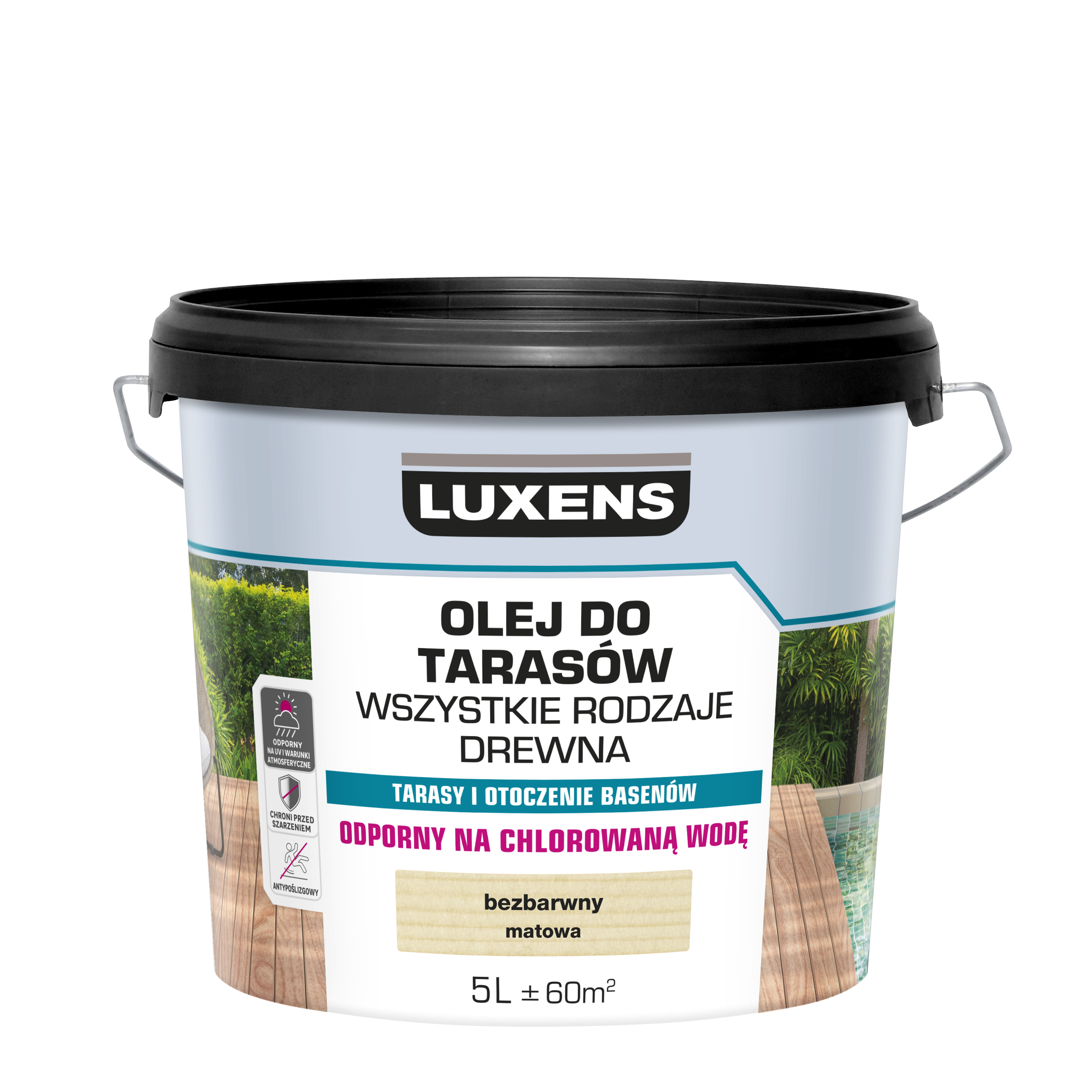 Olej do tarasów Bezbarwny mat 5 l Luxens