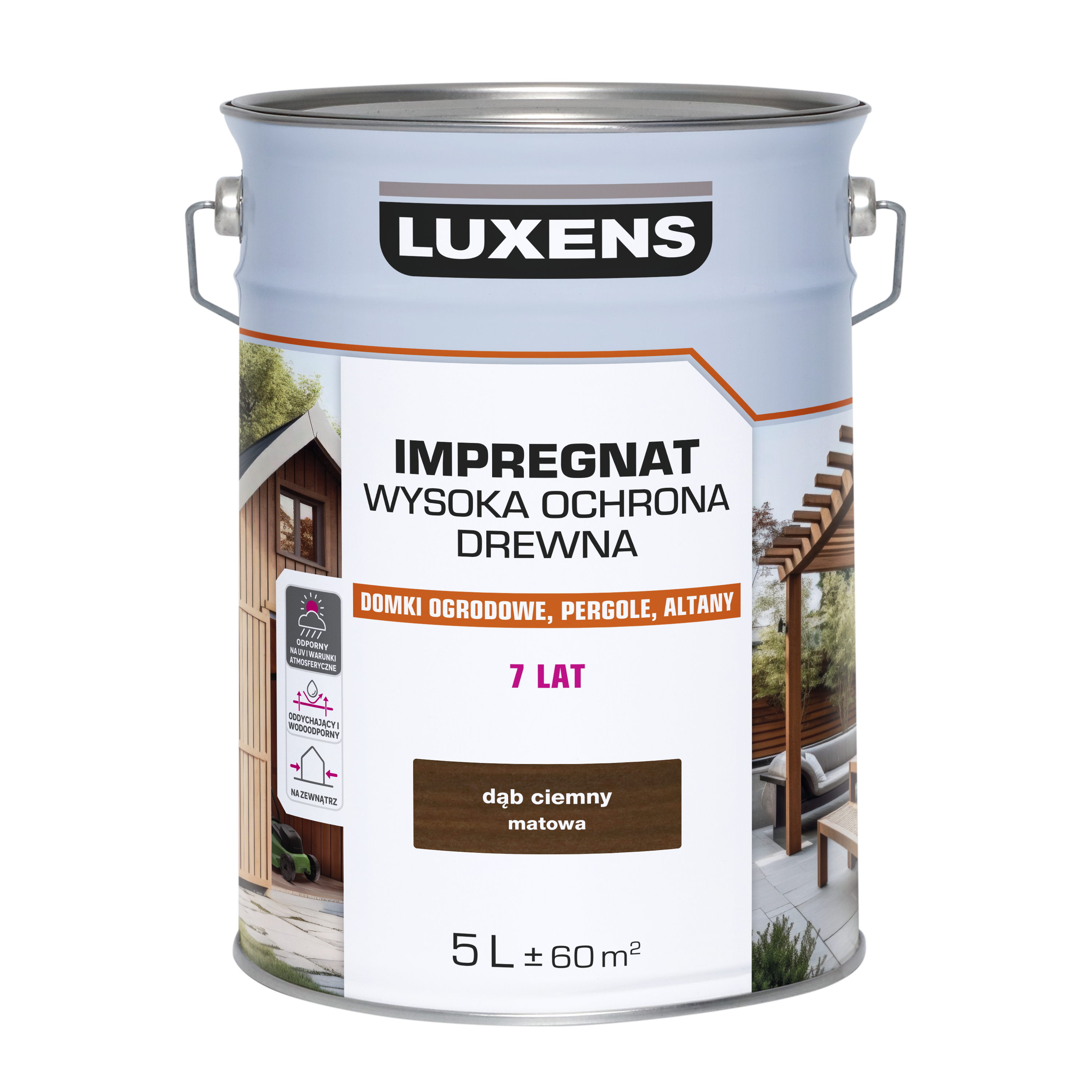 Impregnat do drewna Wysoka ochrona Dąb ciemny mat 5 l Luxens - 8