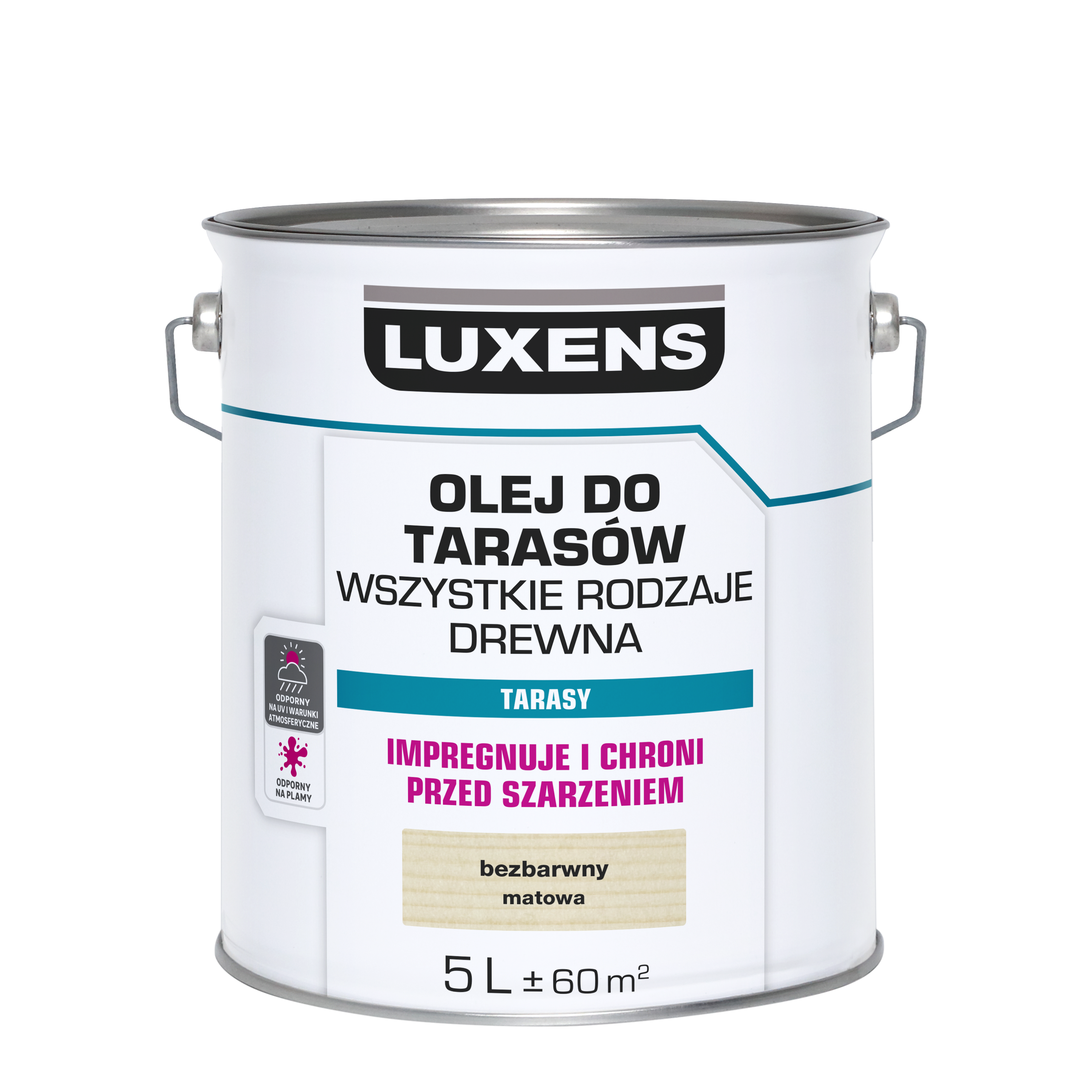 Olej do tarasów bezbarwny mat 5 l Luxens