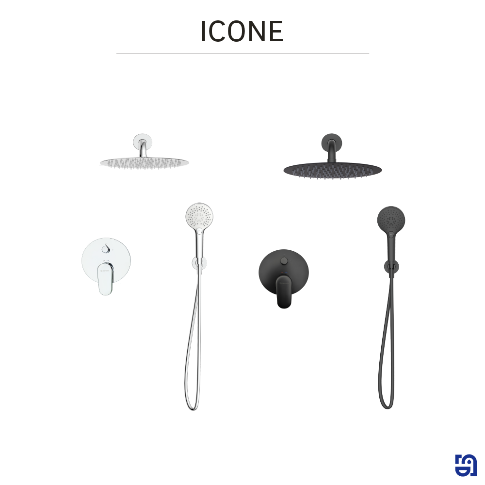 Kit de duche de encastre redondo preto Sensea Icone - 8