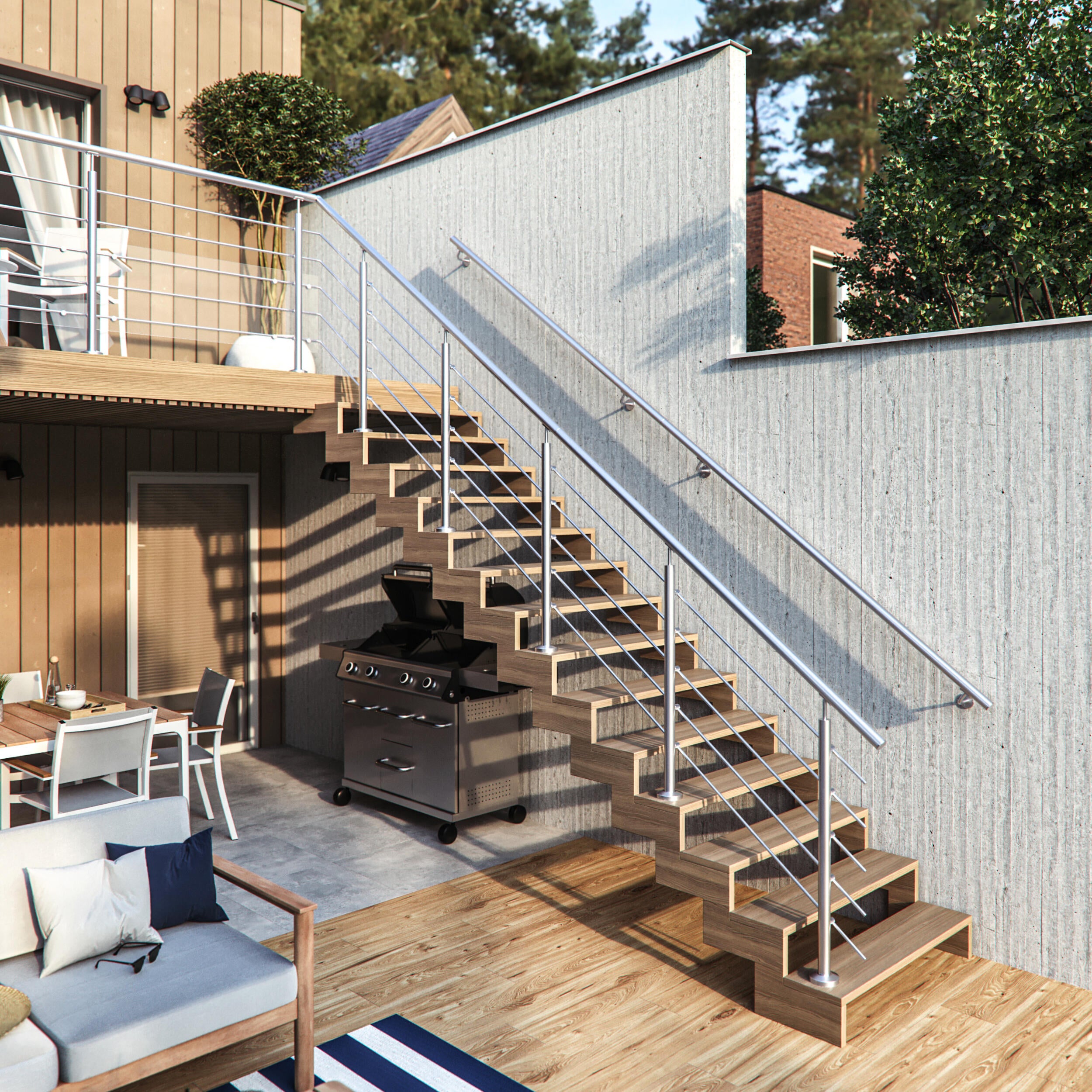 Balaustra in kit ARTENS in inox e inox 304 grigio L 200 cm - 4