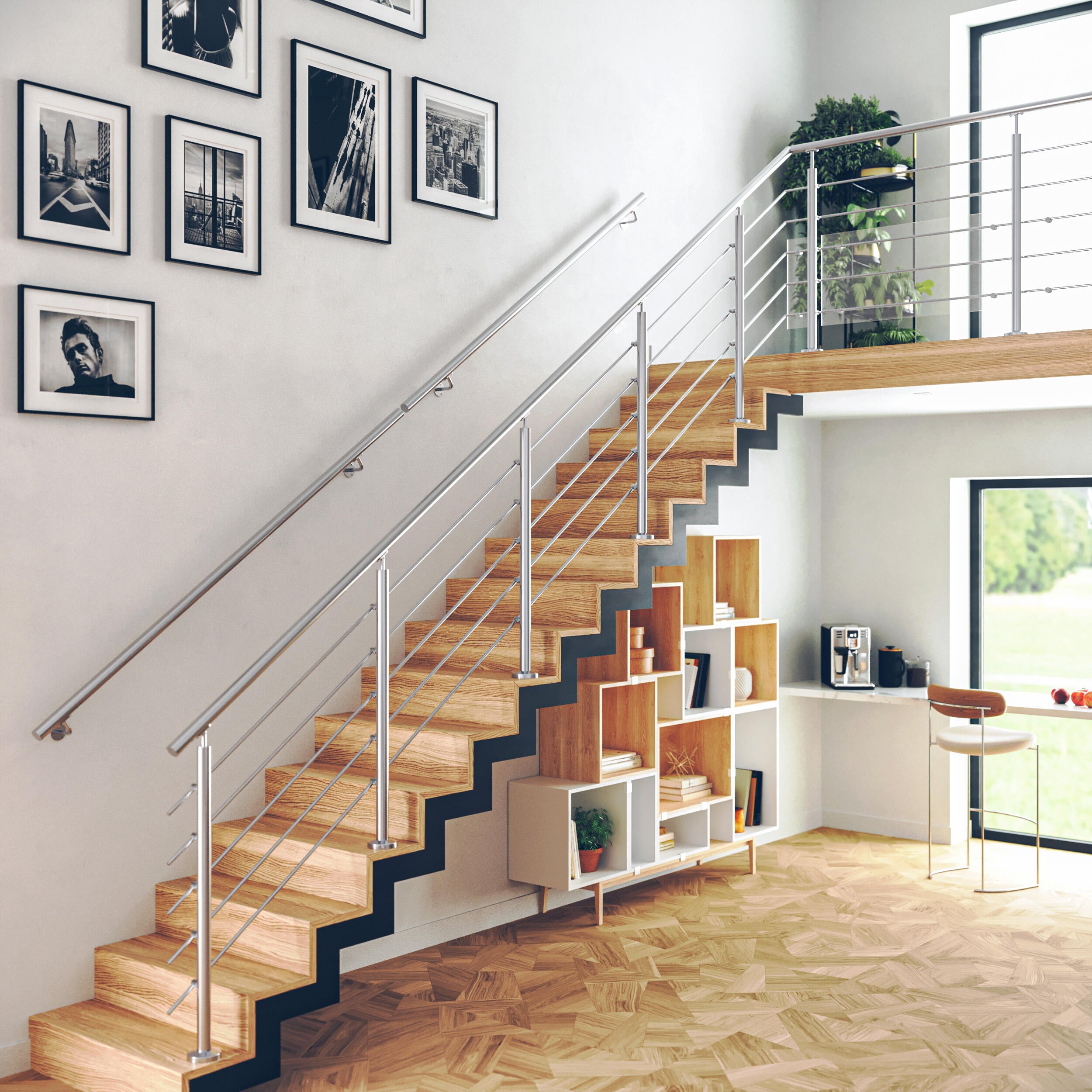 Balaustra in kit ARTENS in inox e inox 304 grigio L 200 cm - 5