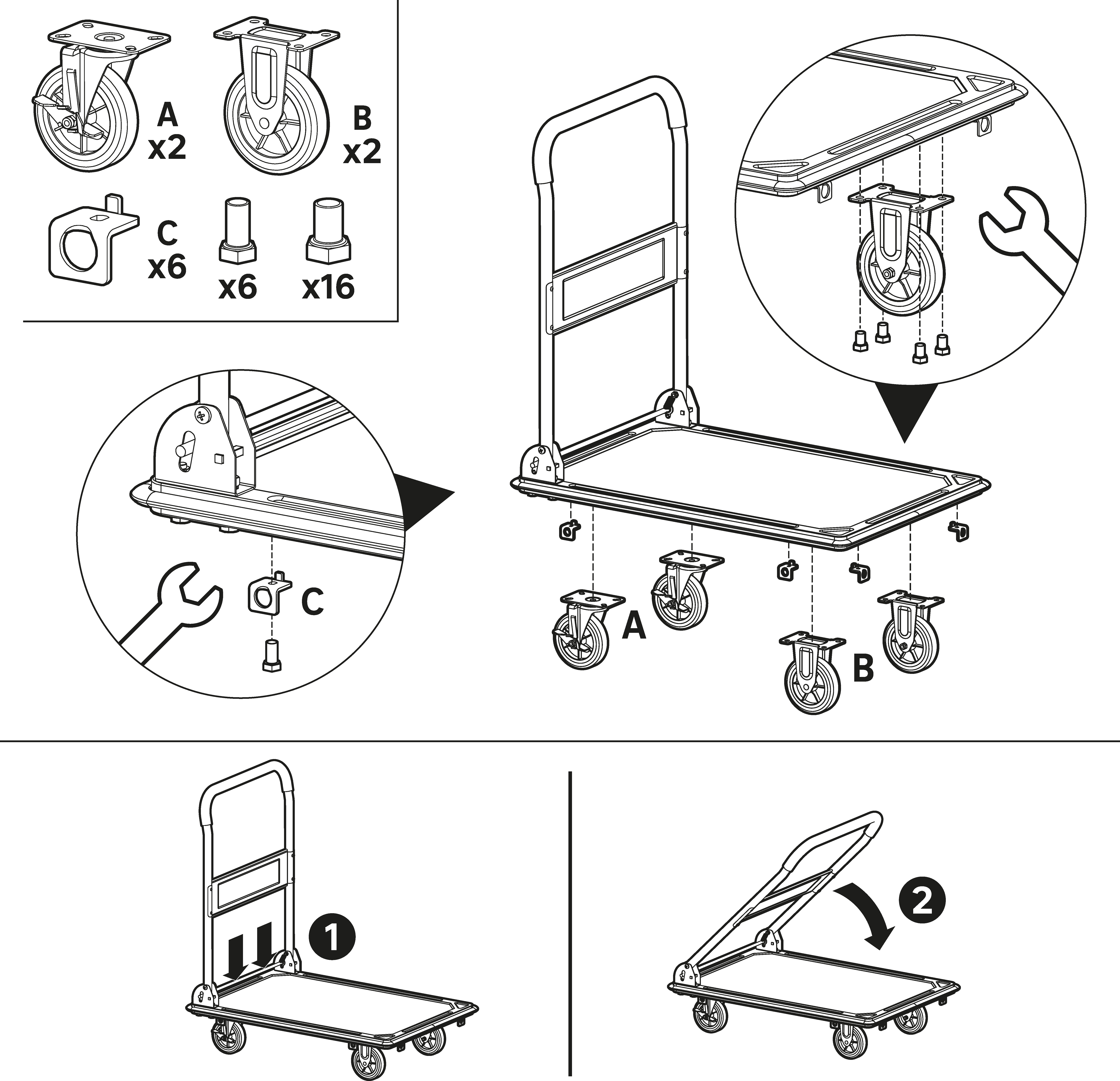 Chariot pliable STANDERS, charge garantie 300 kg - 10