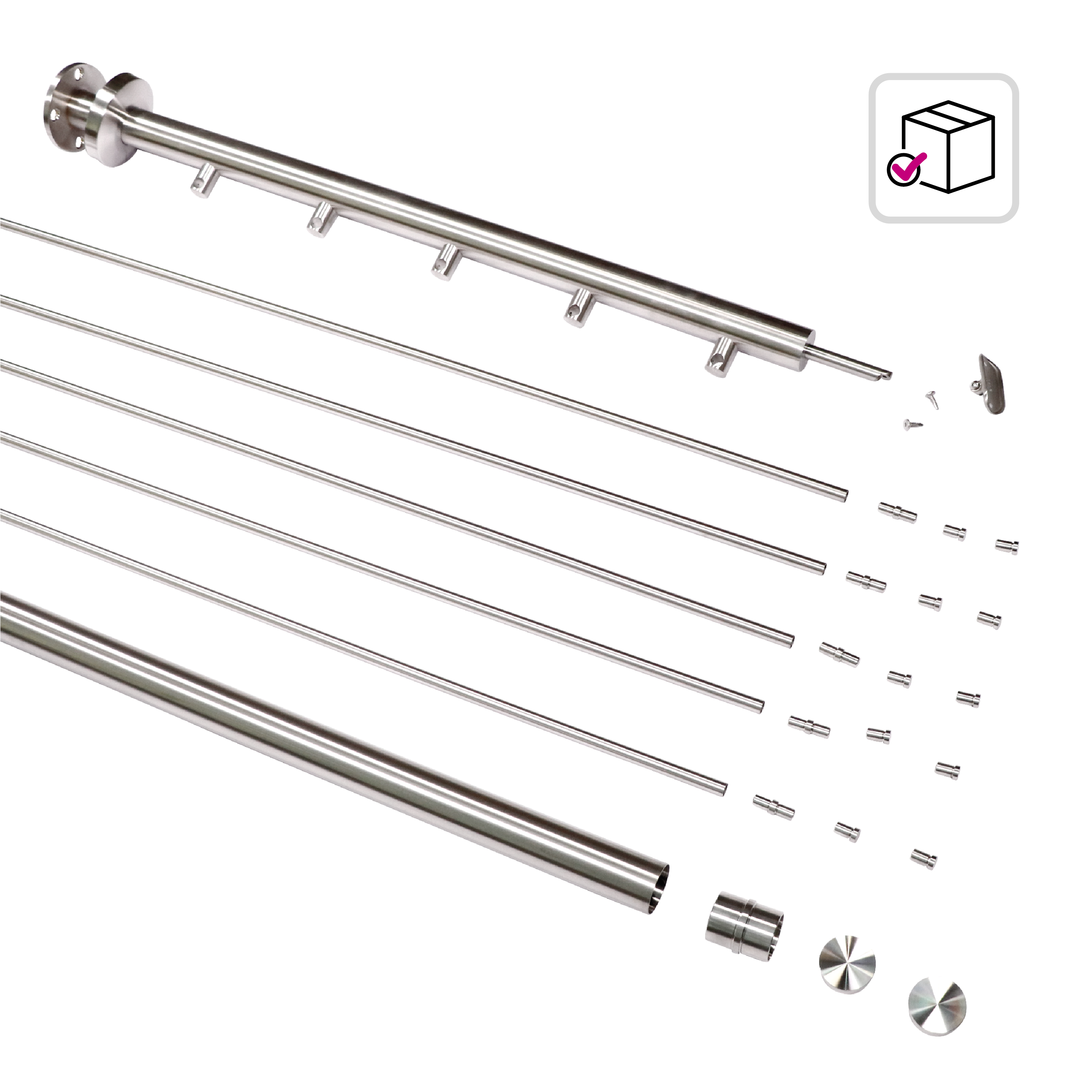 Balaustra in kit ARTENS in inox e inox 304 grigio L 200 cm - 12