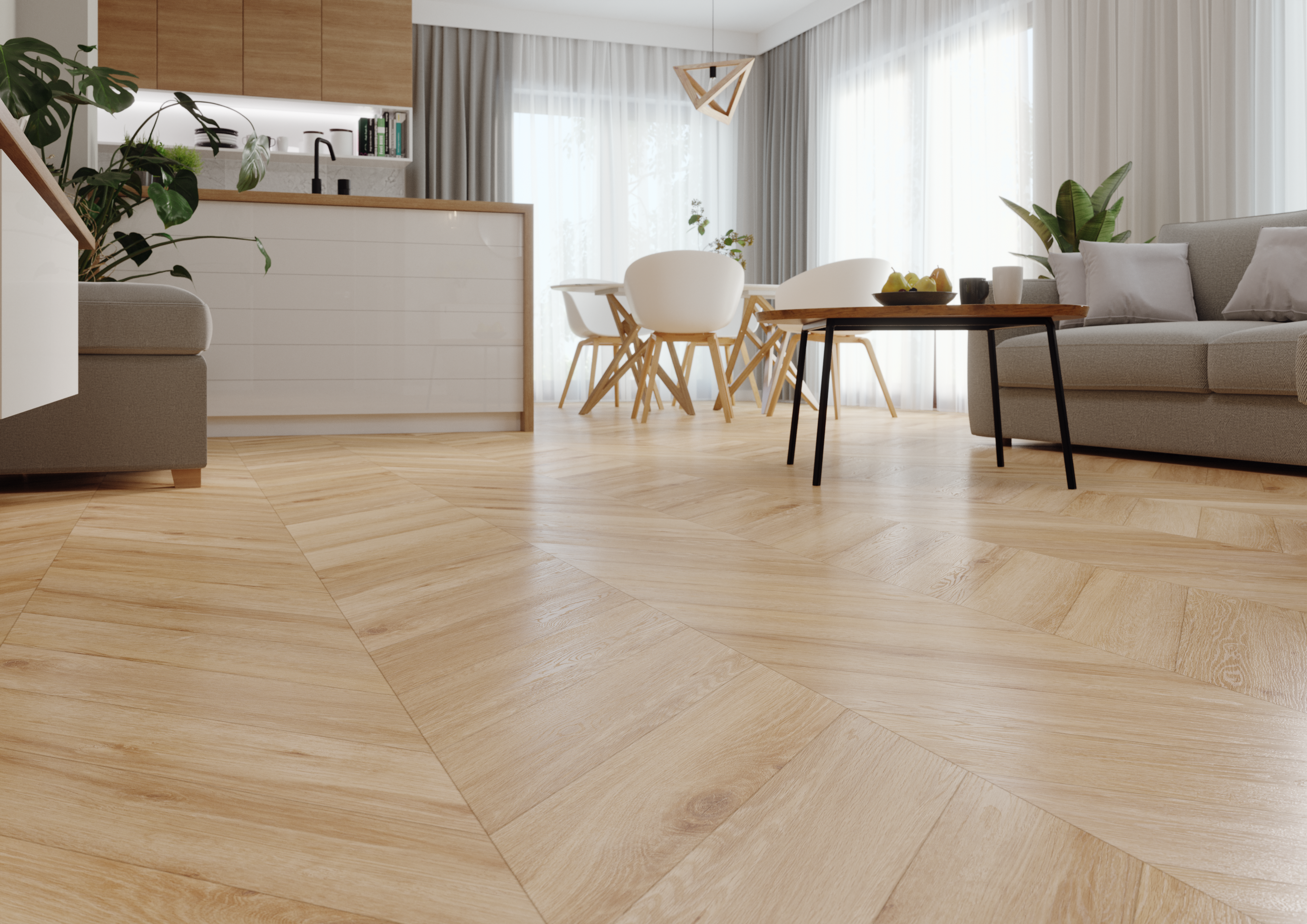 Panele winylowe SPC jodełka Floornity Forte Dąb Stanwick naturalne drewno - 5