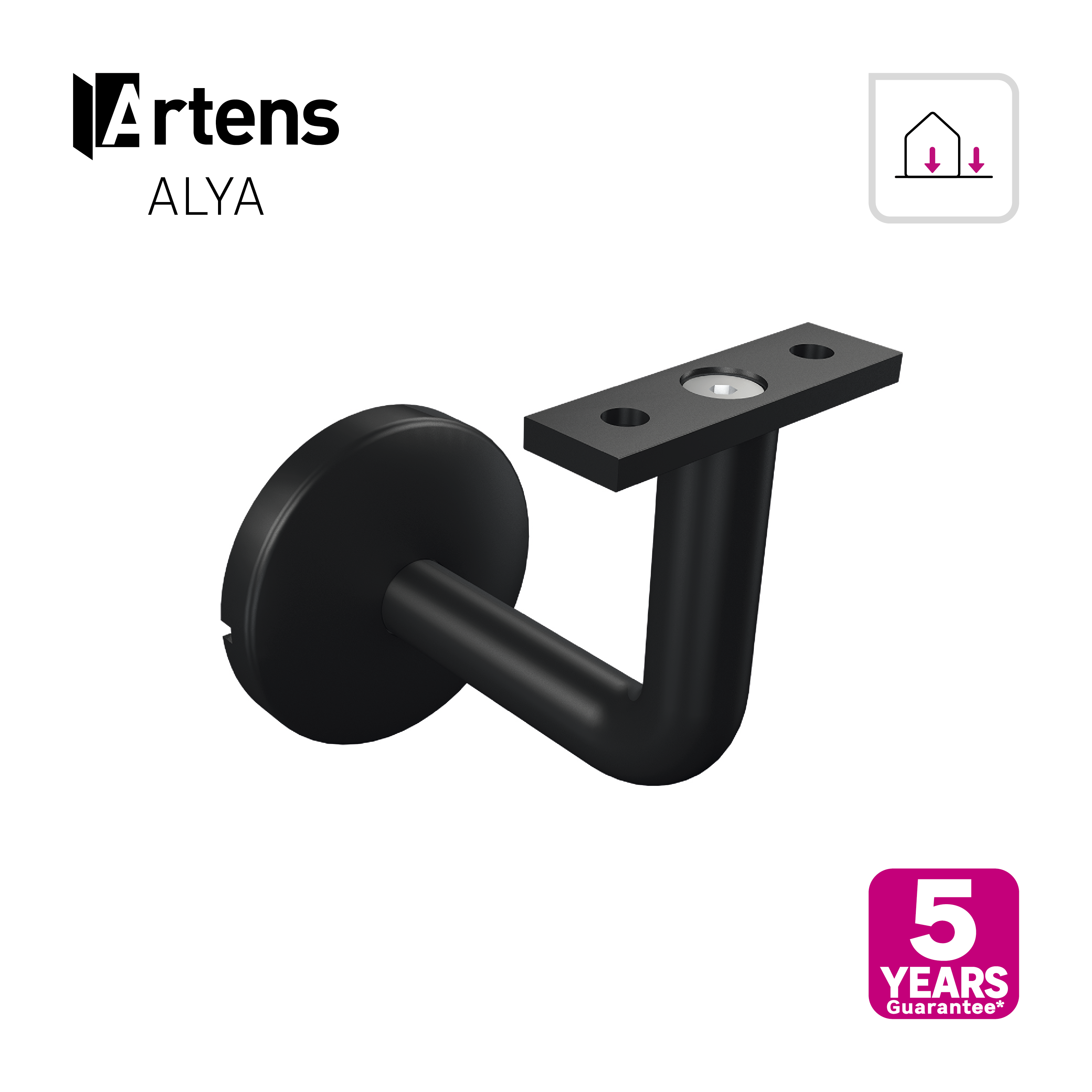 Soporte de pasamanos ARTENS de aluminio en color negro - 3
