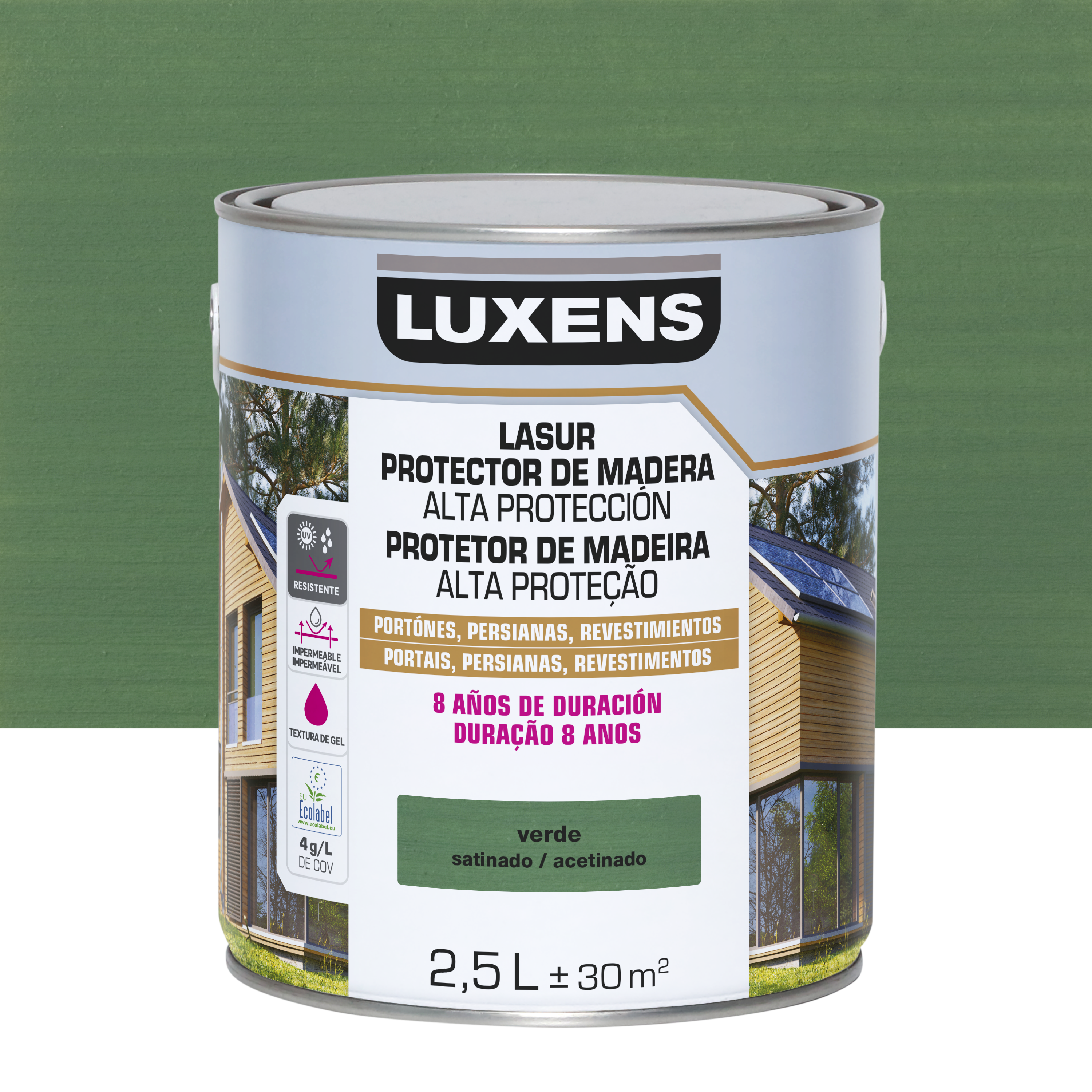Lasur satinado 8 años luxens 2.5l verde