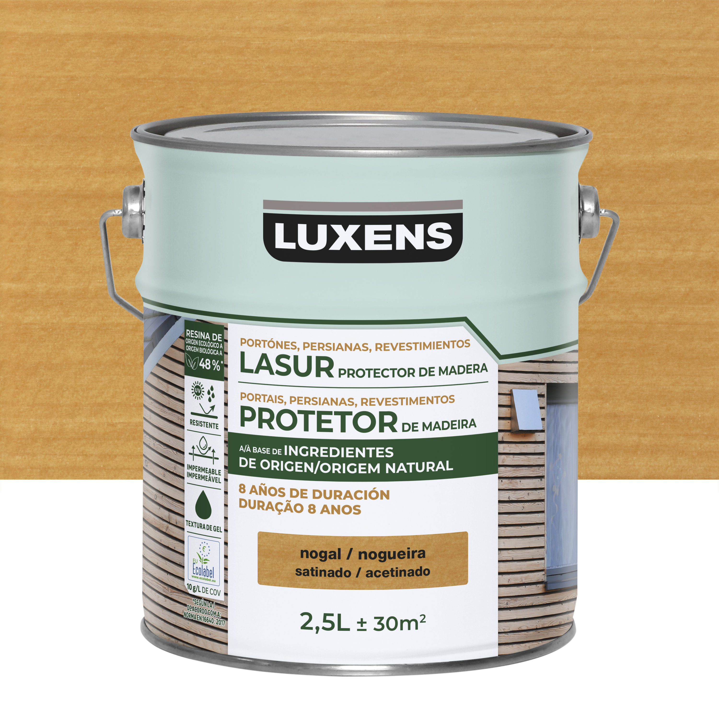 Lasur biobase satinado 8 años luxens 2.5l nogal