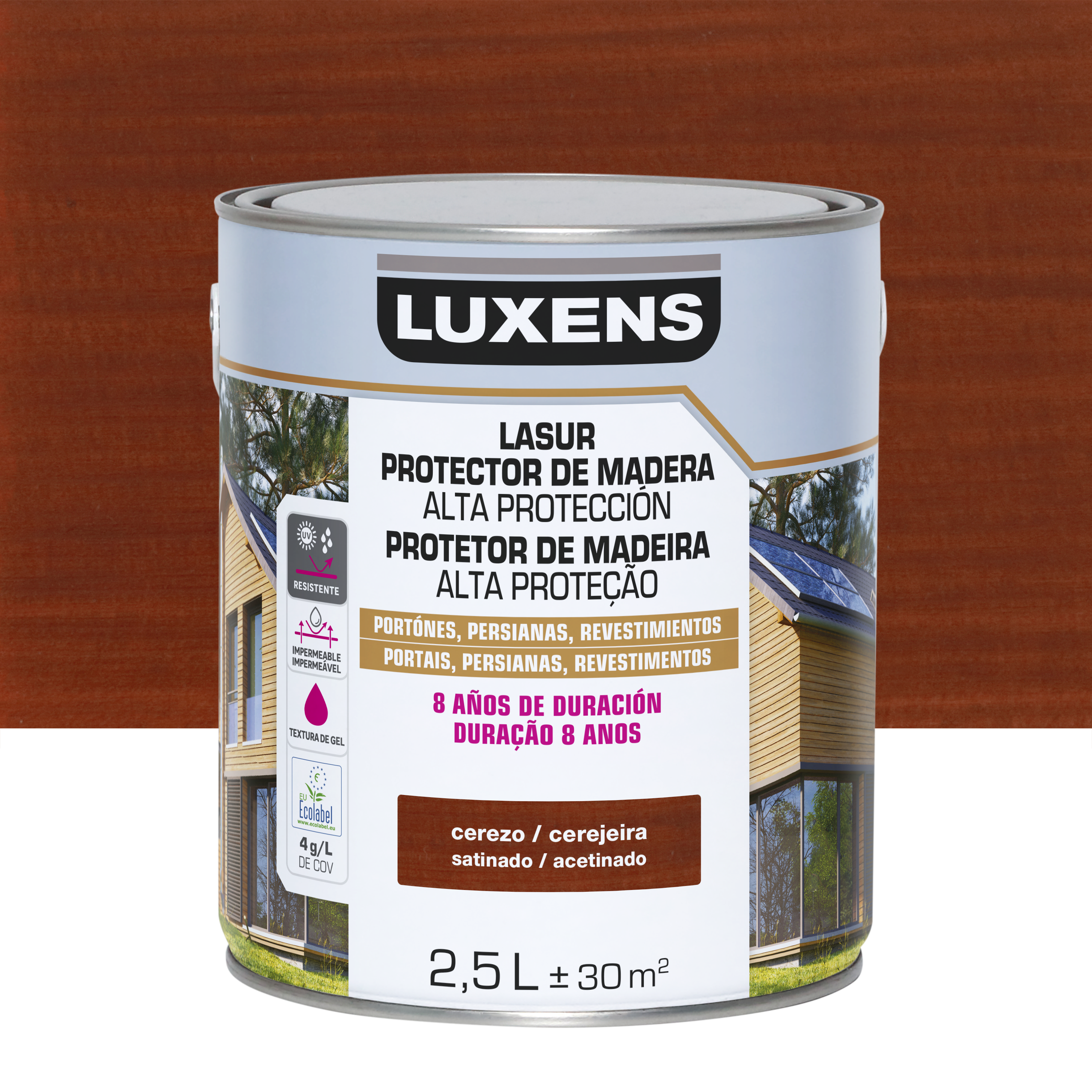 Lasur satinado 8 años luxens 2.5l cerezo