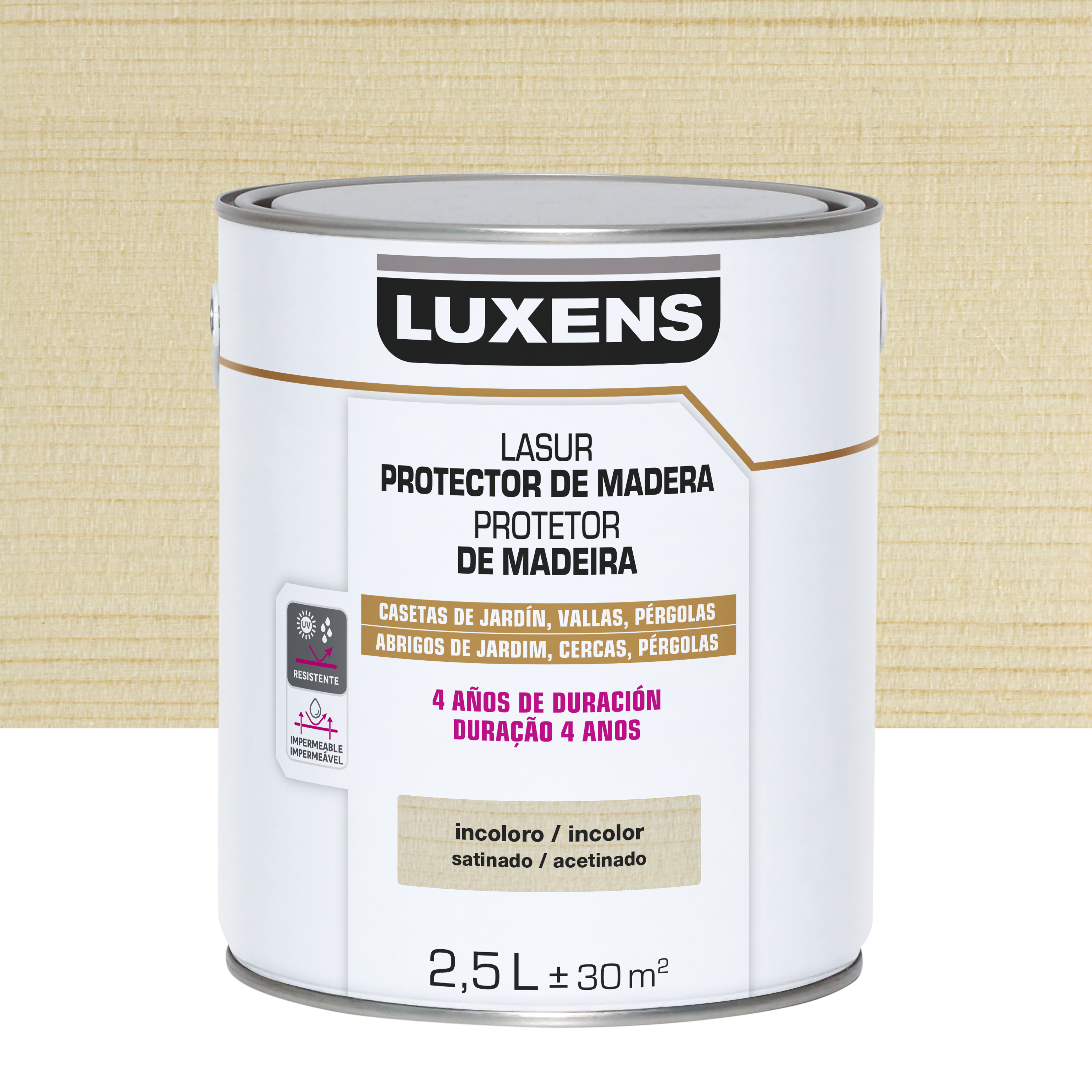 Lasur satinado 4 años luxens 2.5l incoloro