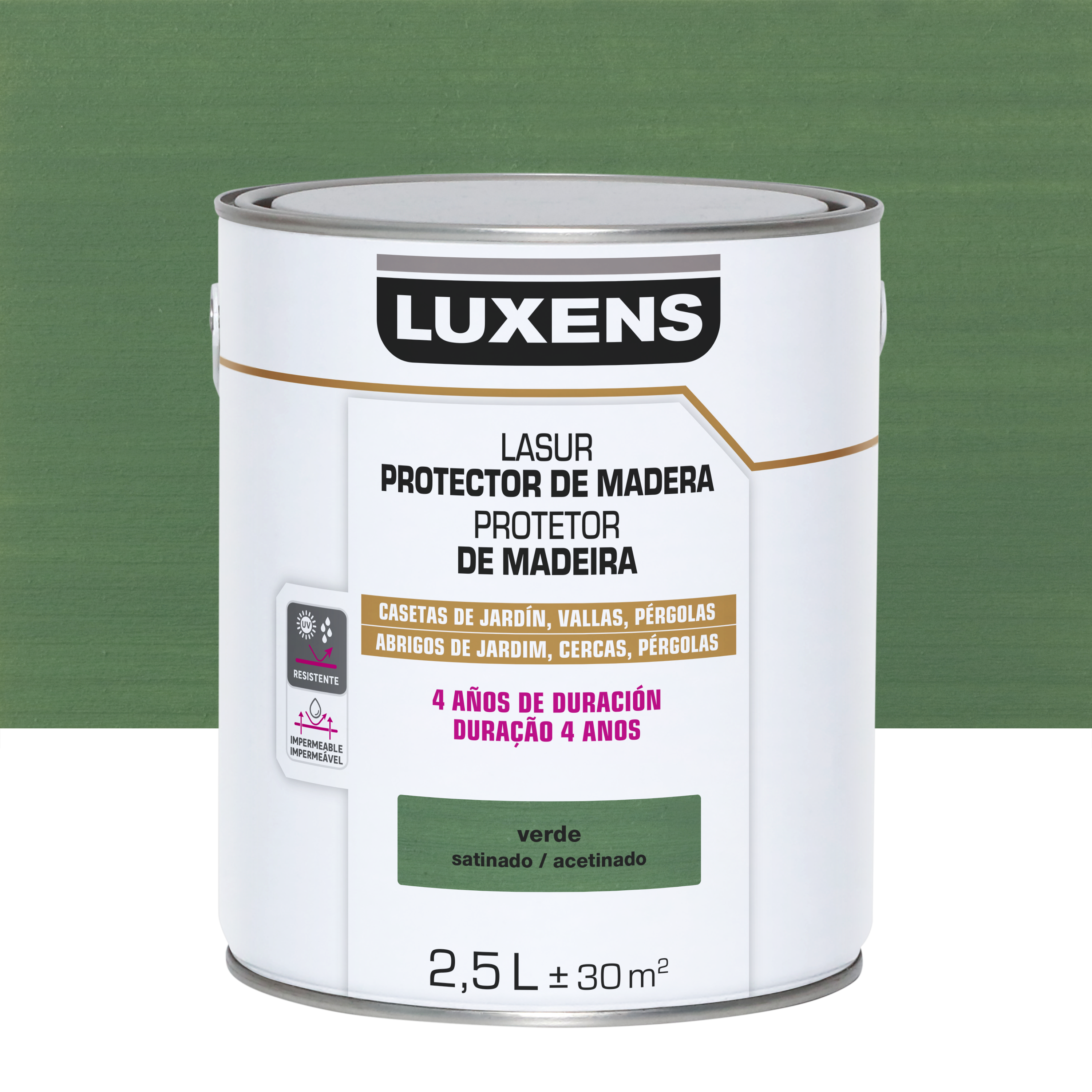 Lasur satinado 4 años luxens 2.5l verde
