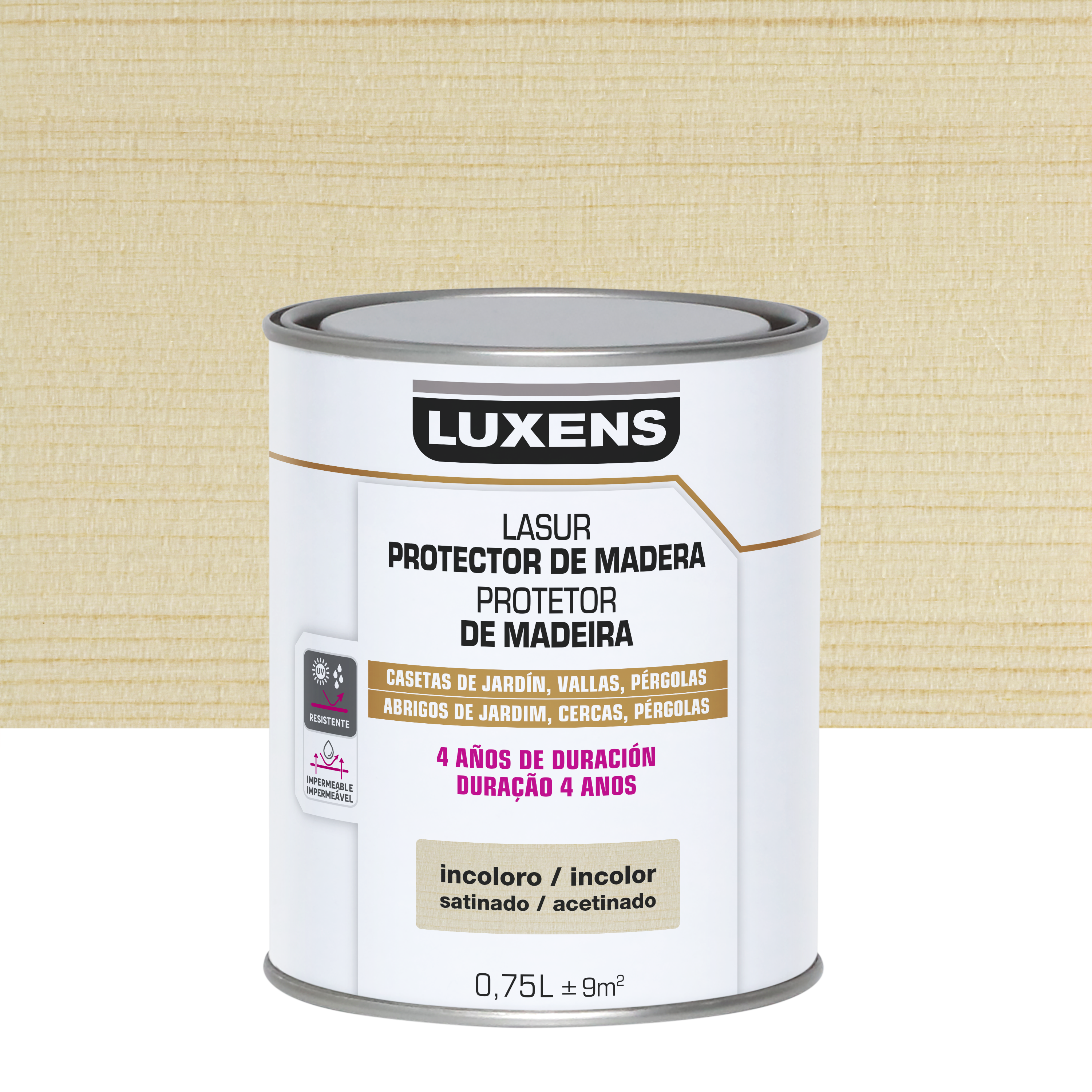 Lasur satinado 4 años luxens 750ml incoloro
