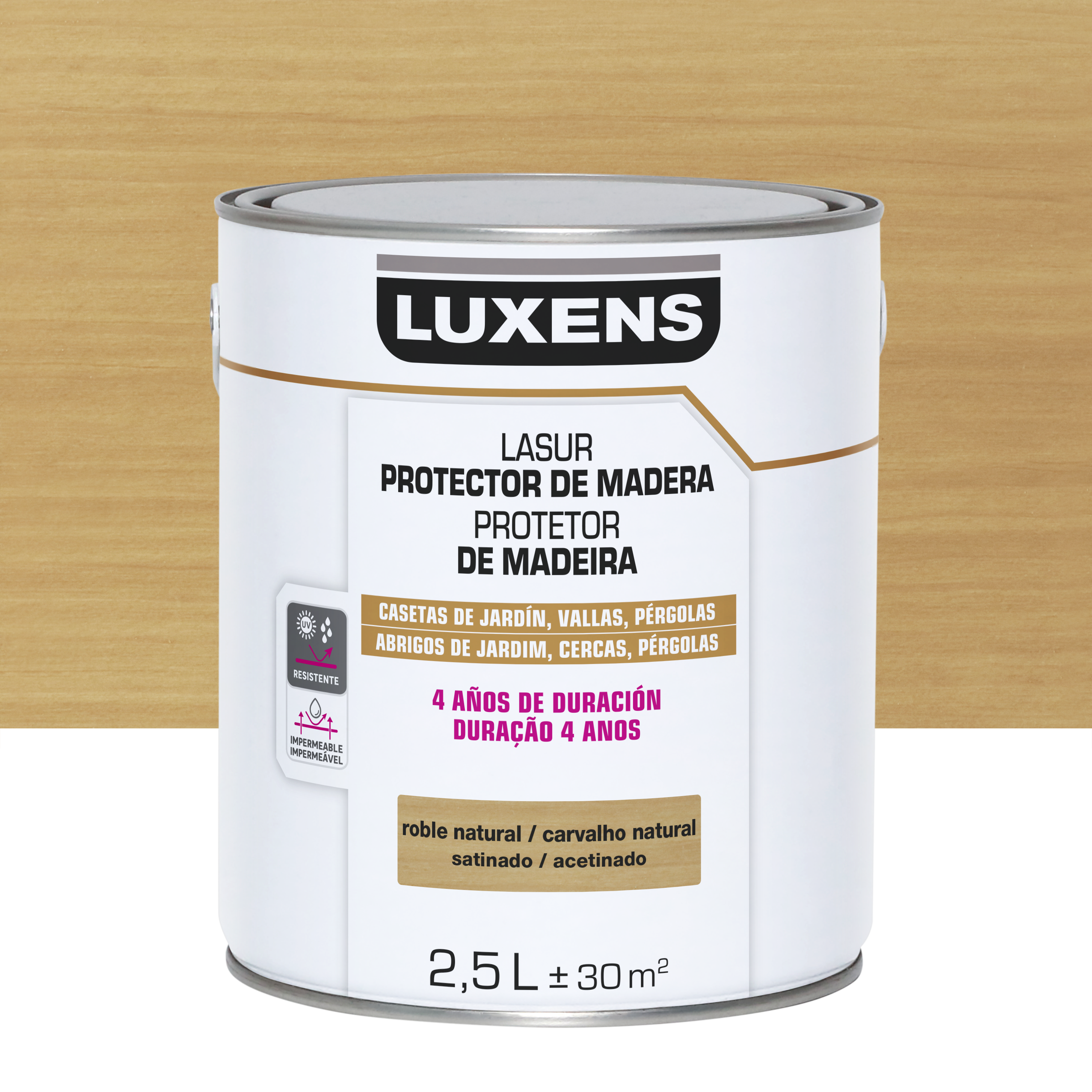 Lasur satinado 4 años luxens 2.5l roble natural